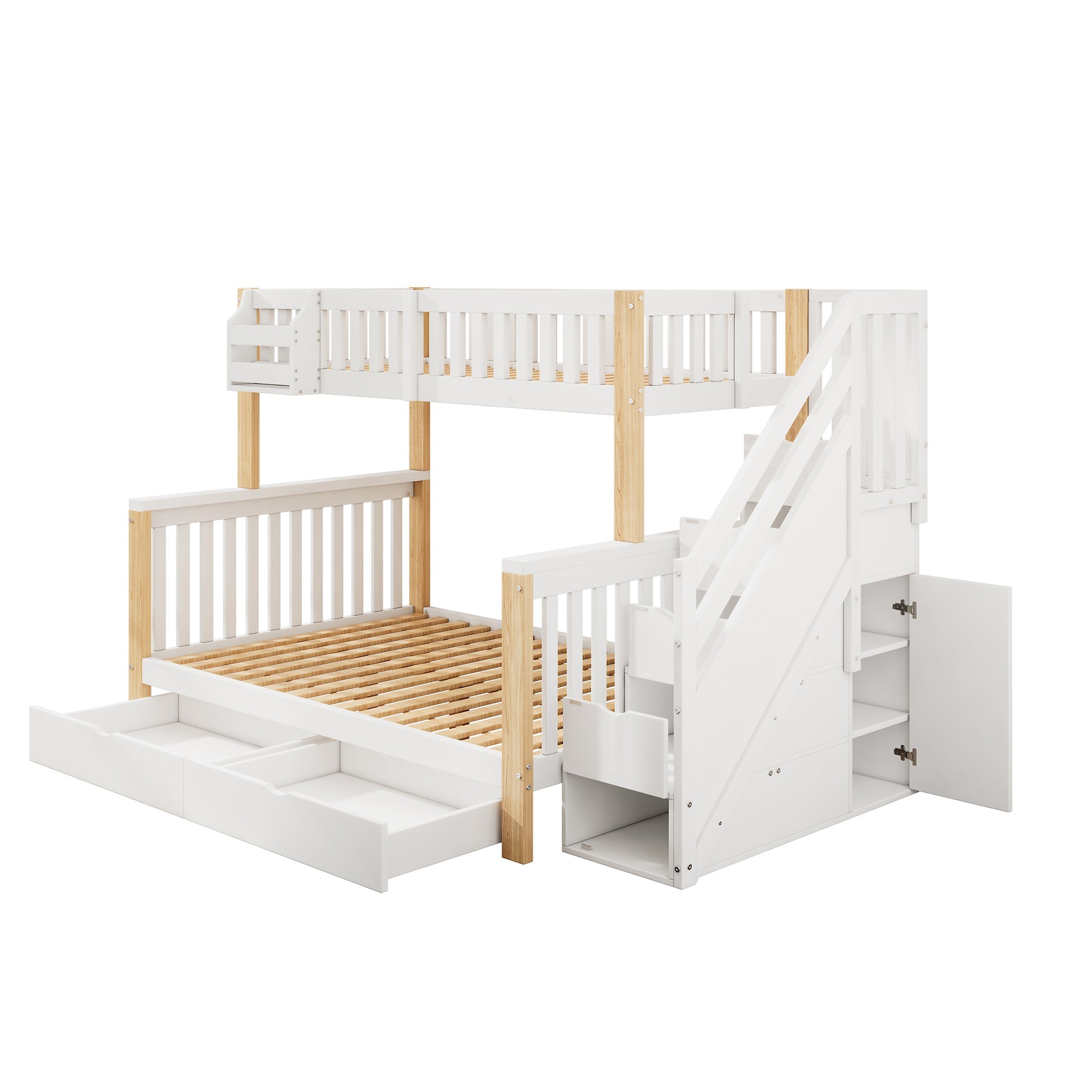 Logidon kinderstapelbed tweepersoonsbed met opbergruimte 140x200 wit naturel