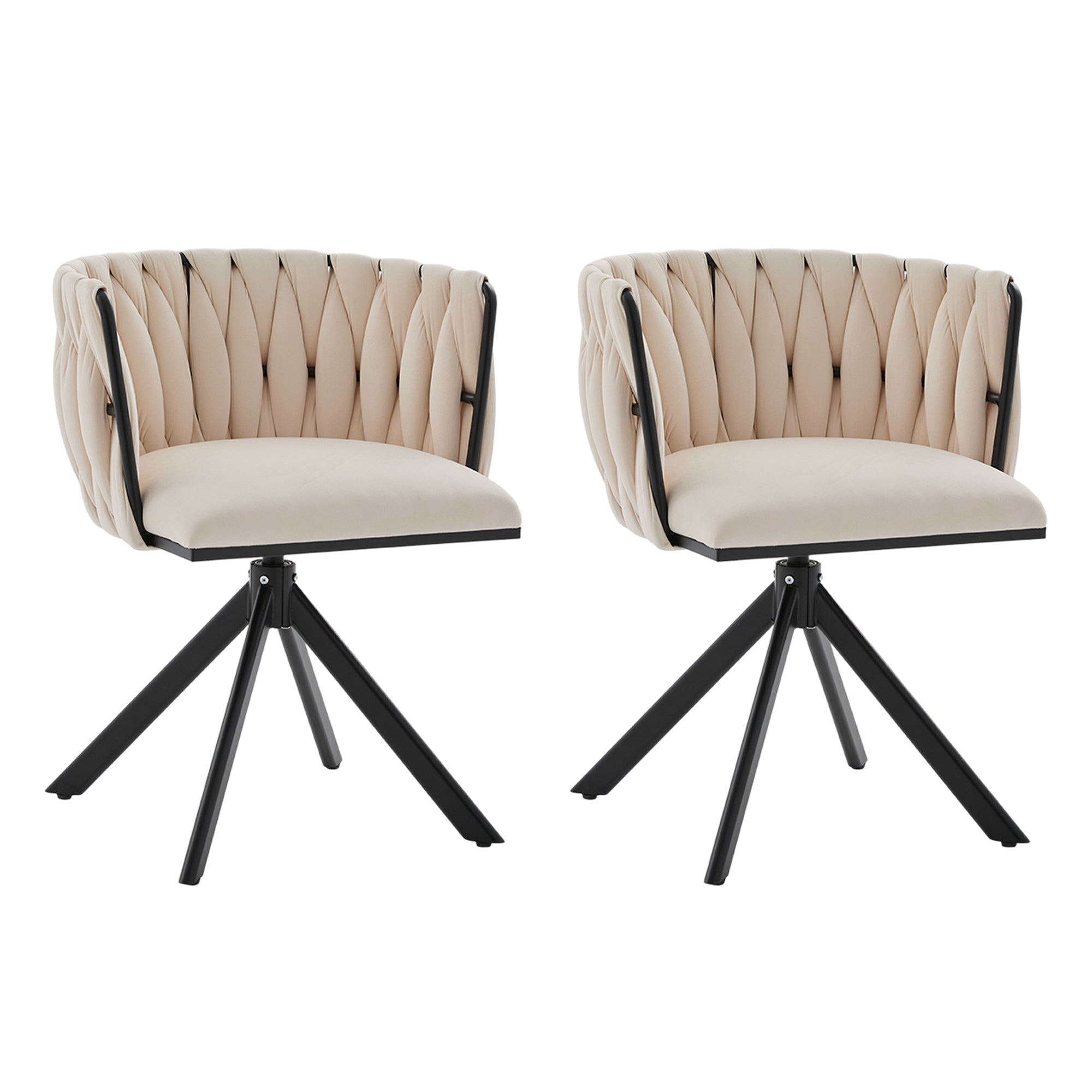 Logidon velours fauteuils met 180 graden draaifunctie, set van 2 Ivoor