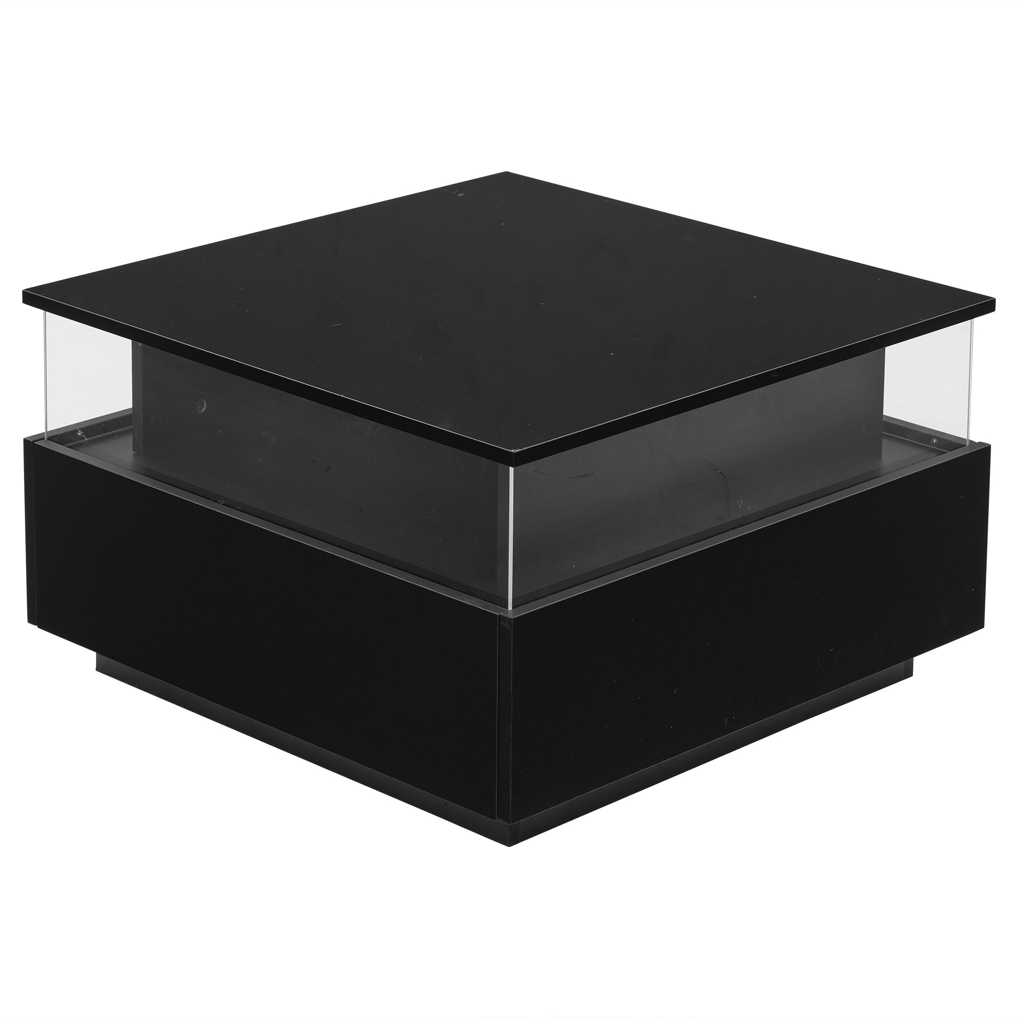 Logidon hoogglans LED salontafel 90x55x45 cm zwart 2 lades