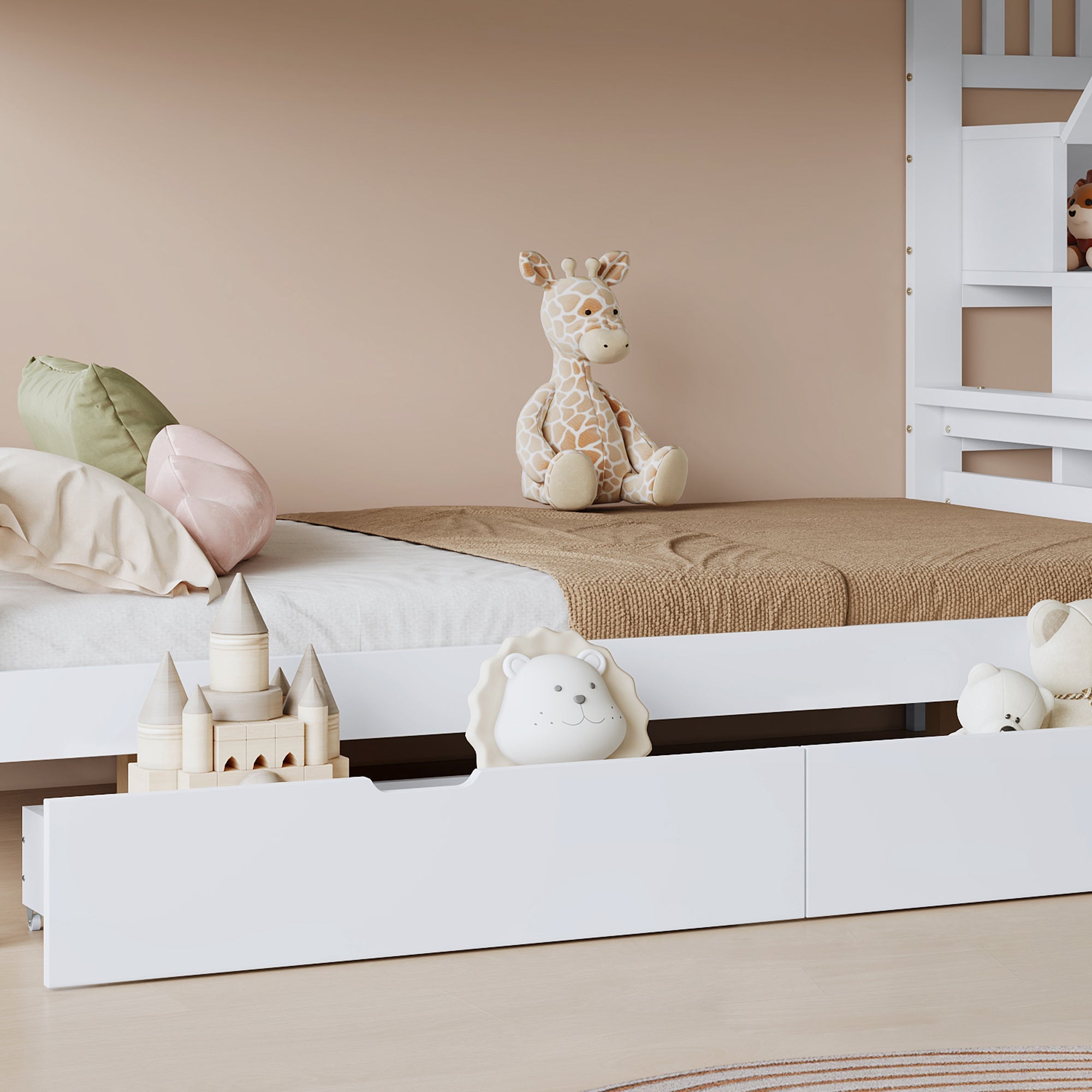 Logidon stapelbed kinderbed wit naturel 90x200 120x200 twee lades