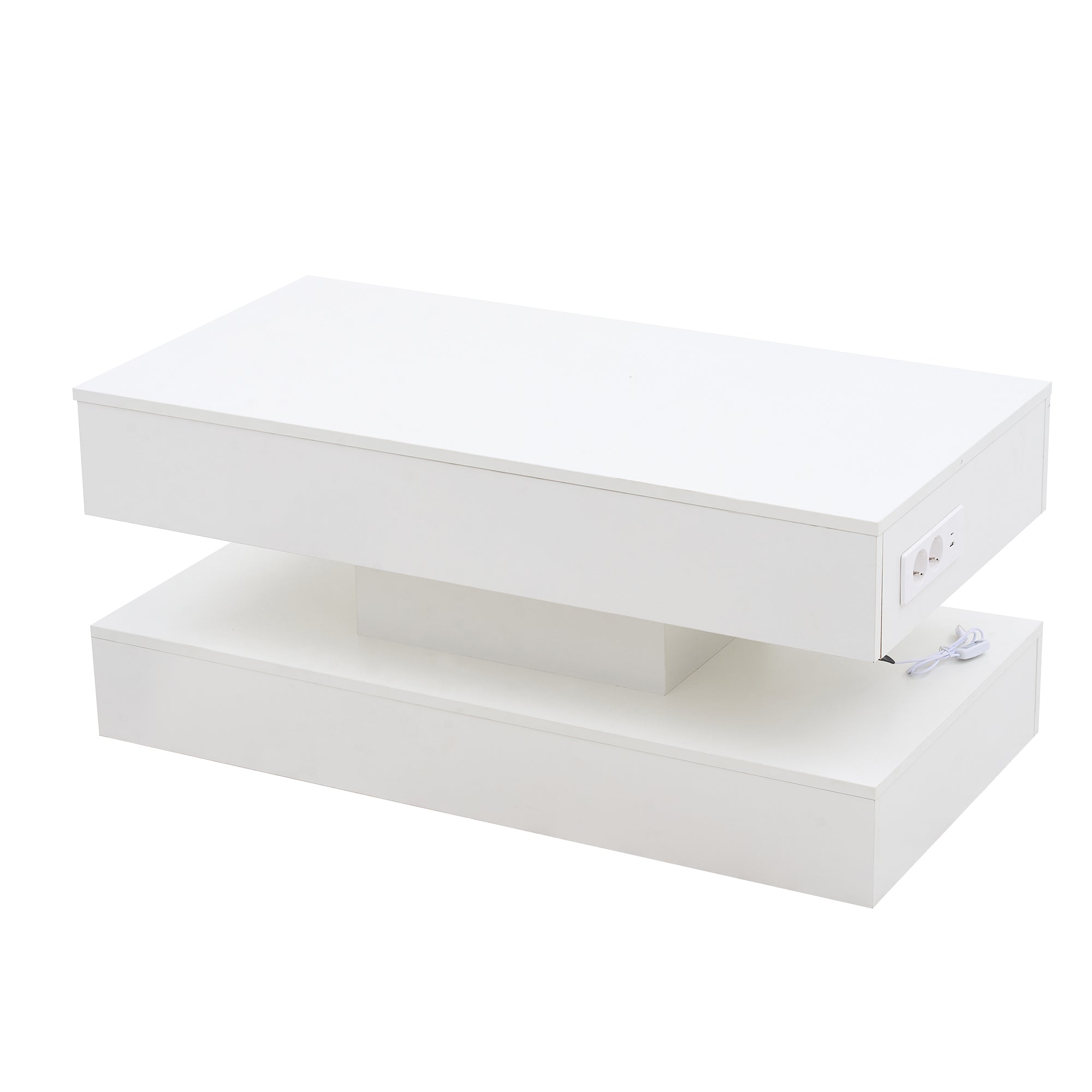 Logidon salontafel LED-verlichting en opbergruimte wit 100x50 cm