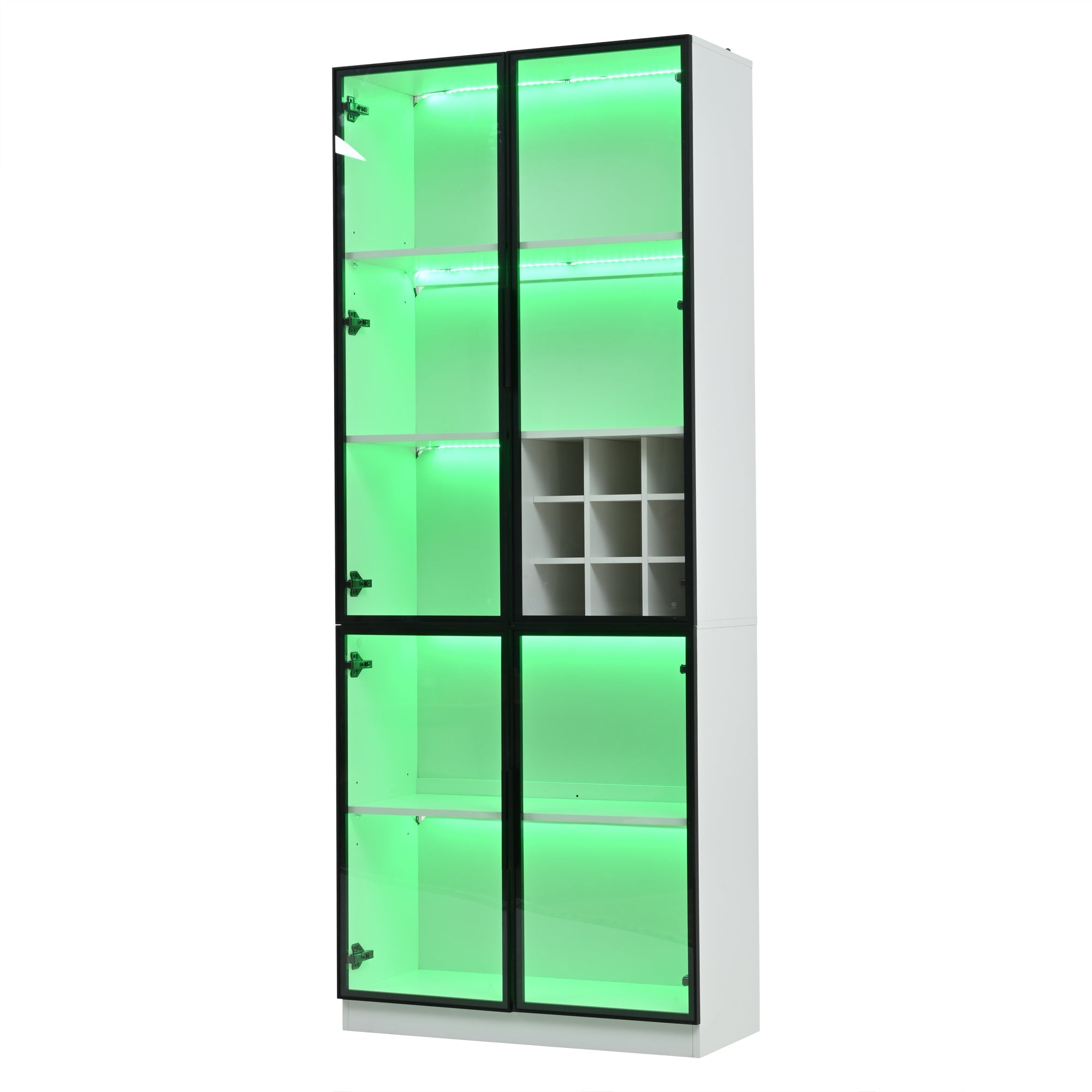 Logidon showcase 80x35x200 white glass doors LED lighting wine rack