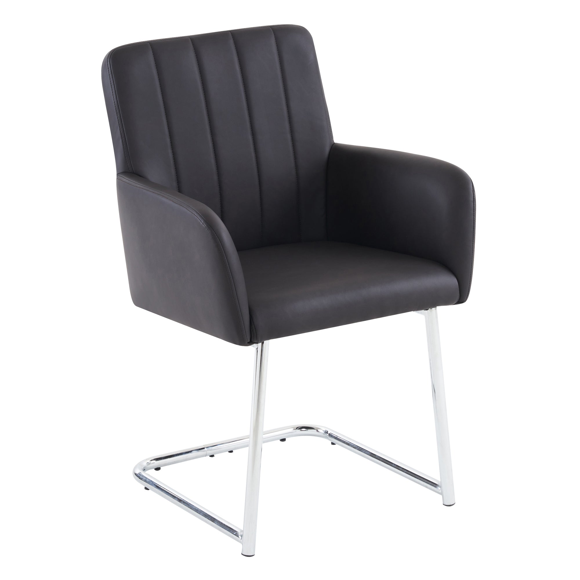 Logidon Set van 6 eetkamerstoelen verticale strepen kunstleer zwart