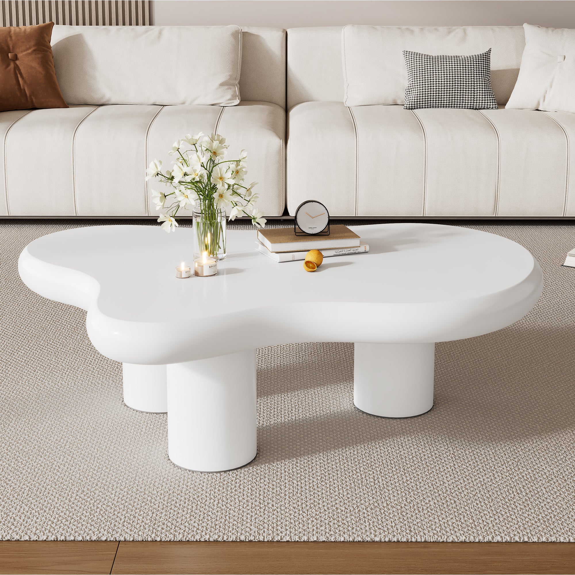 Logidon wolkvormige salontafel wit 97x67x32 cm MDF gelakt oppervlak