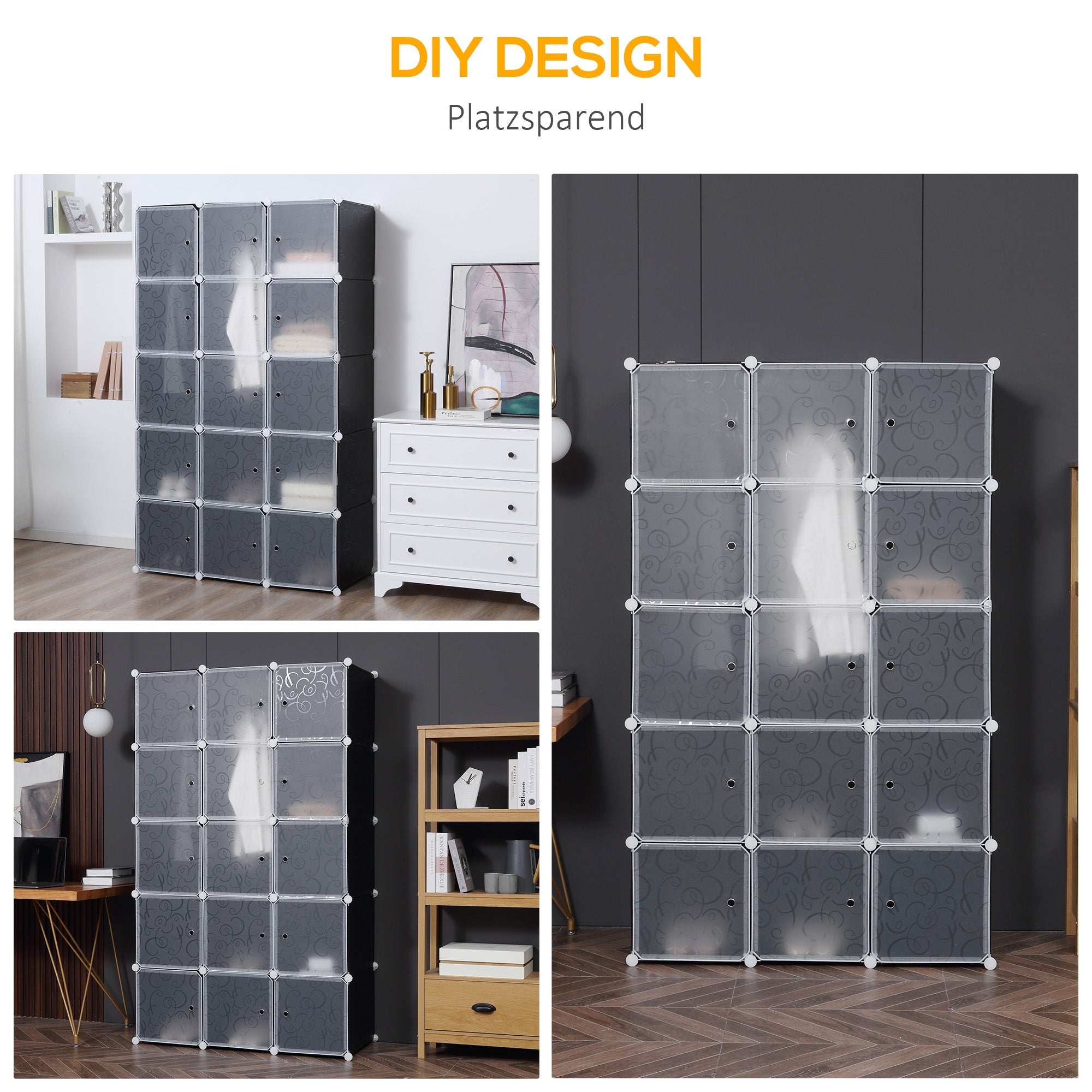 Logidon DIY kubusplank zwart 11 vakken 111x47x183 cm