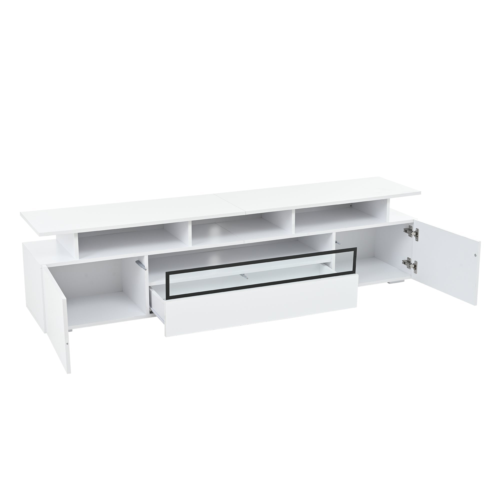 Logidon TV-meubel wit 180x38x45 cm met LED-verlichting 2 deuren 1 lade