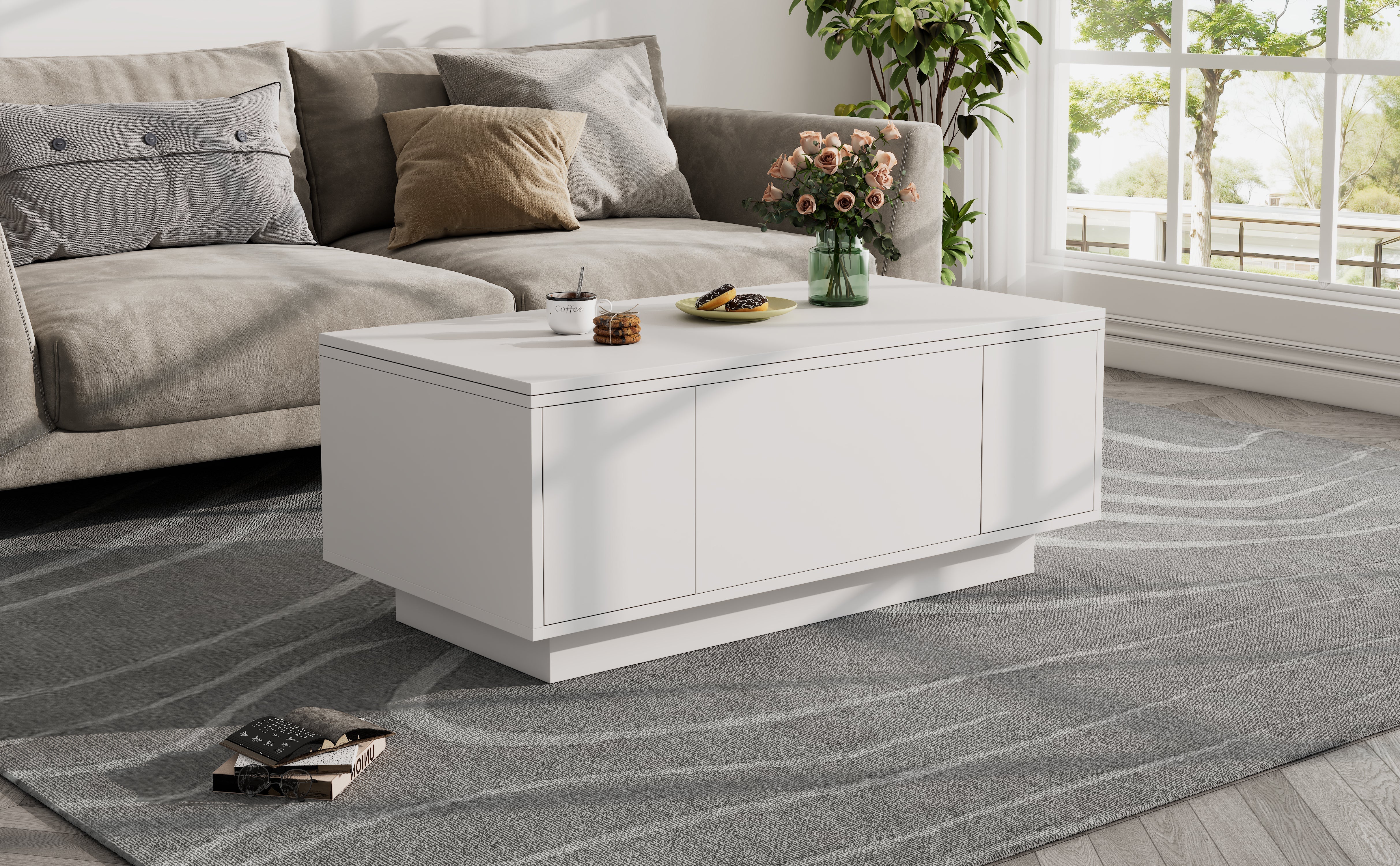 Logidon moderne salontafel met dubbel hefmechanisme, opbergruimte
