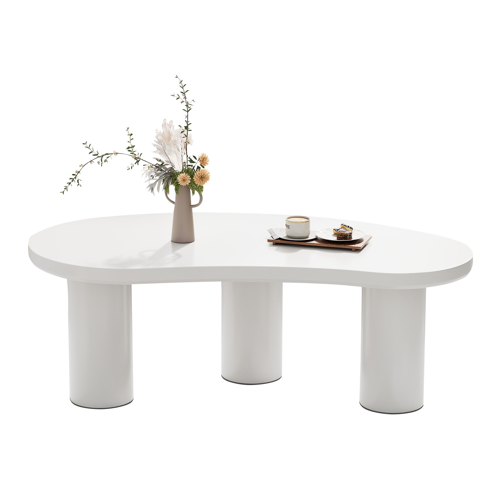 Logidon Witte halve maan salontafel 107x57x40,5 cm MDF en PVC