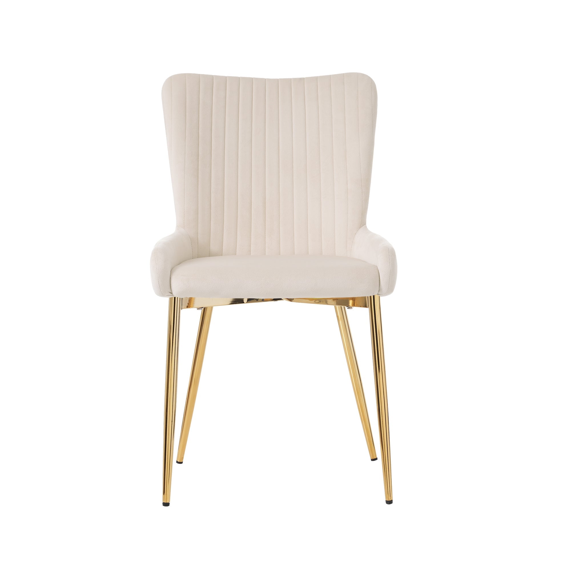 Logidon fluwelen eetkamerstoelen beige, set van 6 met goudkleurige metalen poten