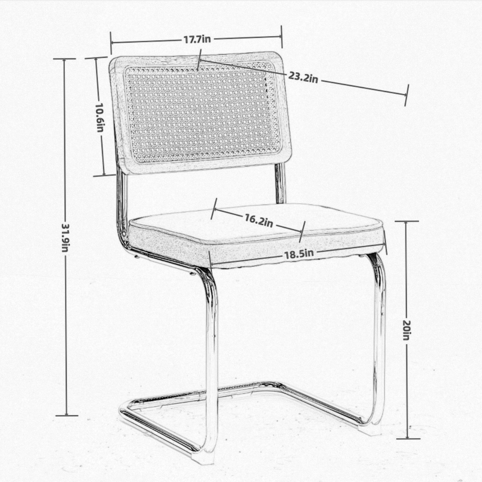 Logidon eettafel stoelen set van 2 velours zitting rotan rugleuning chroom frame beige