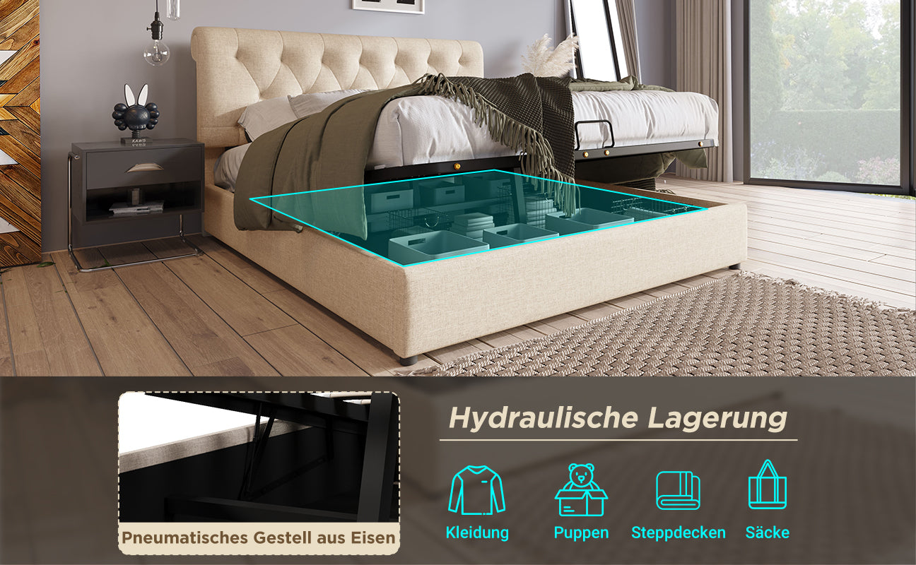 Logidon gestoffeerd bed 140x200 cm met verstelbaar hoofdbord en opbergruimte