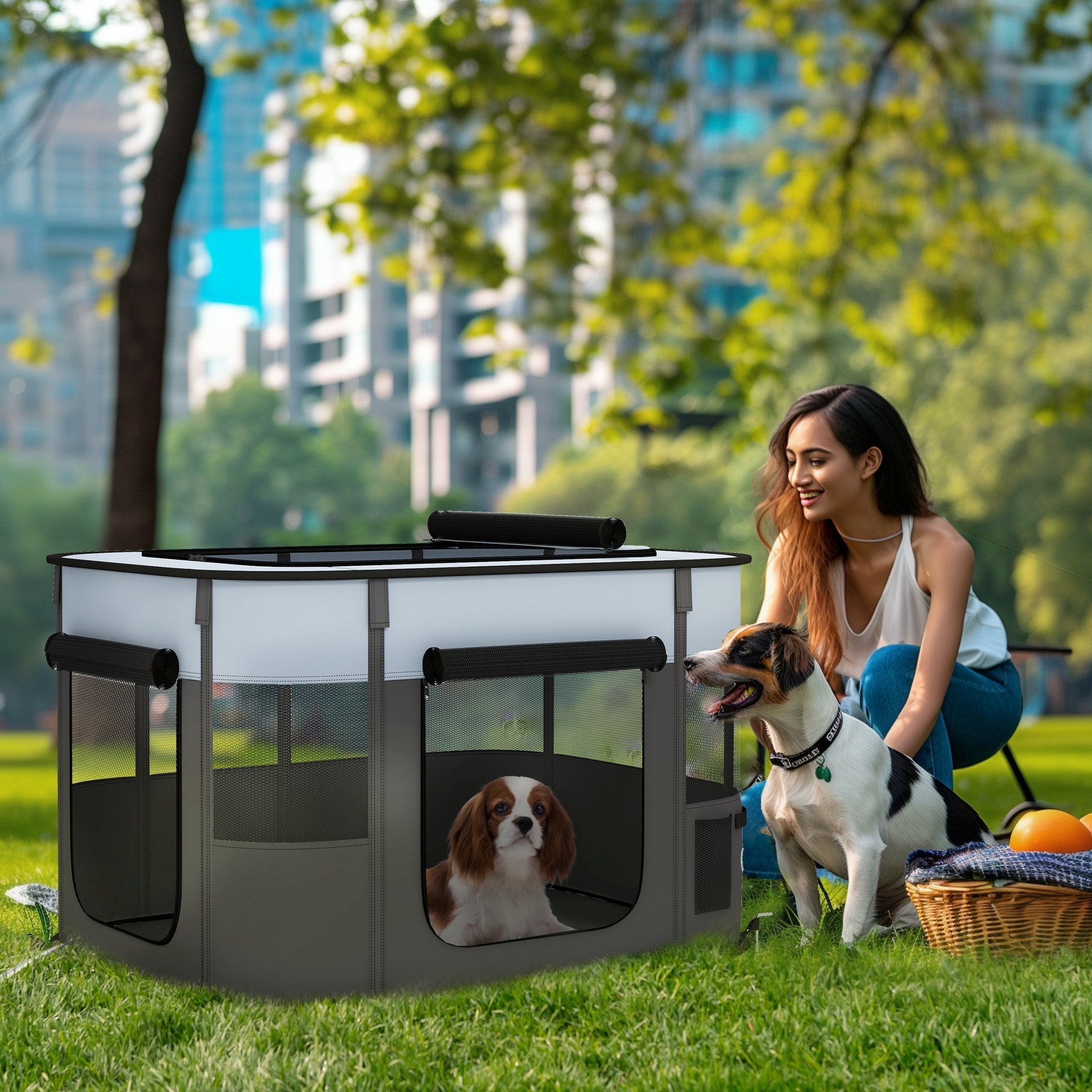 Logidon Puppy Run Opvouwbare Box Grijs 94 x 74 x 60 cm