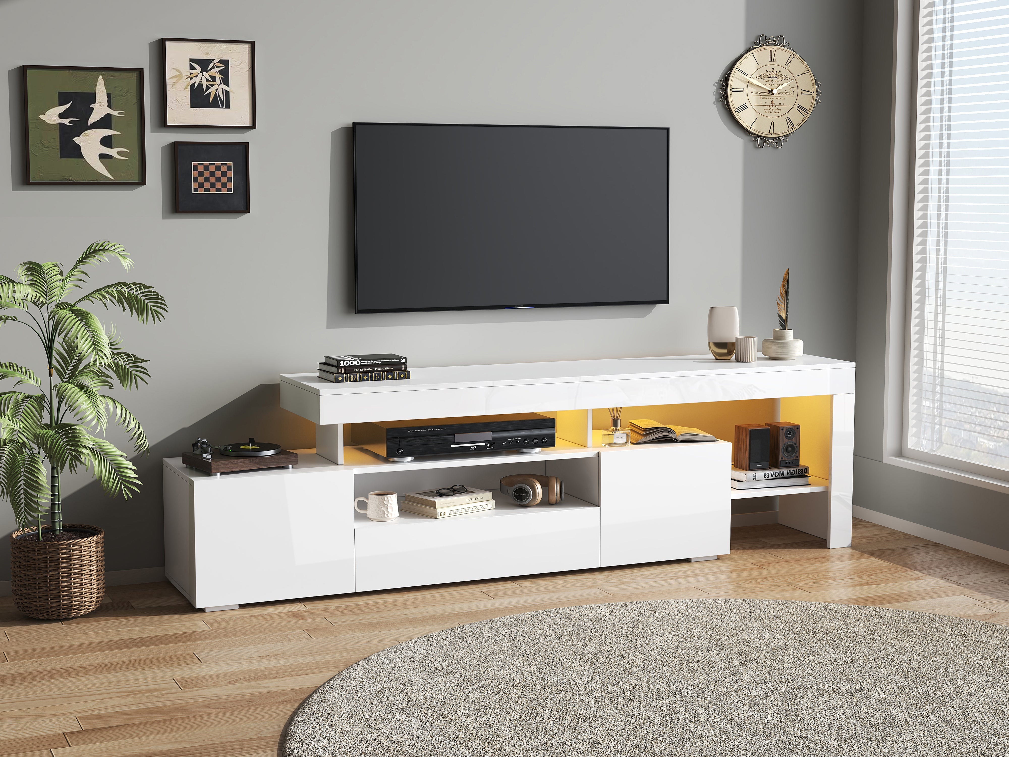 Logidon TV-meubel 192 x 37 x 53 cm witte hoogglans LED-verlichting