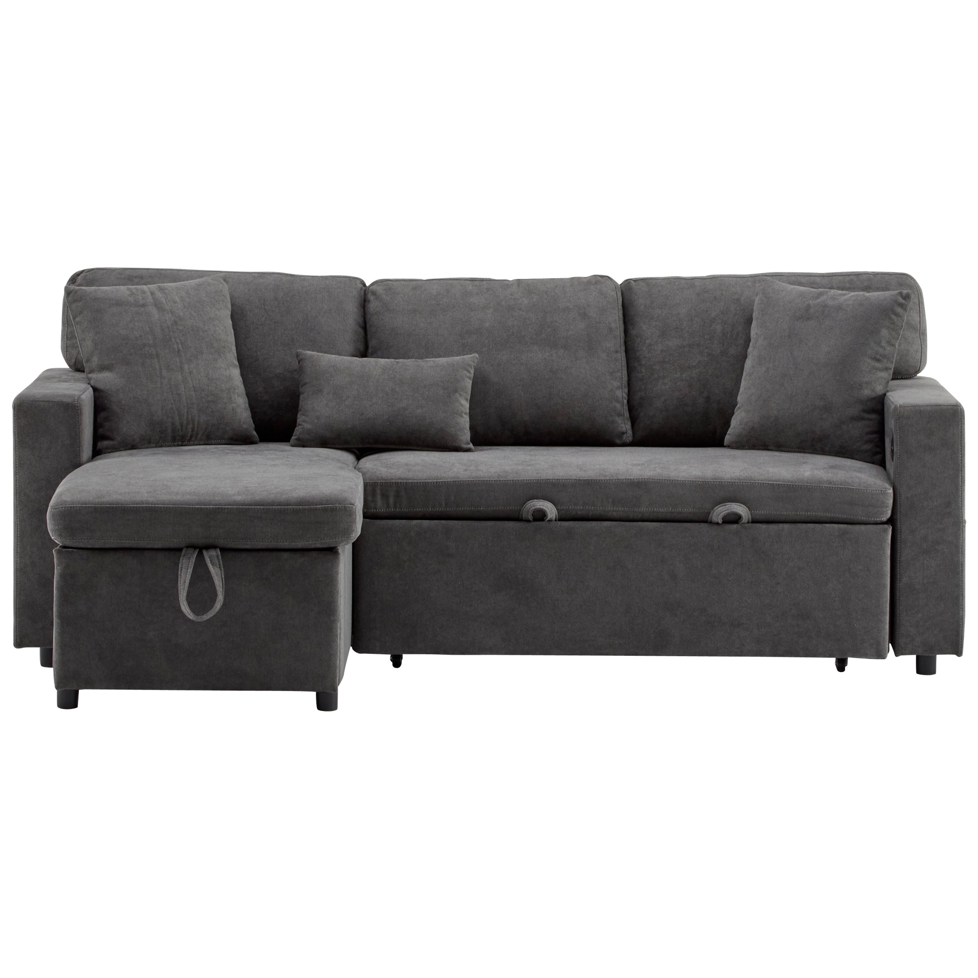 Logidon Corner Sofa Gray Extendable Bed With Bed Box Shelf 214x131