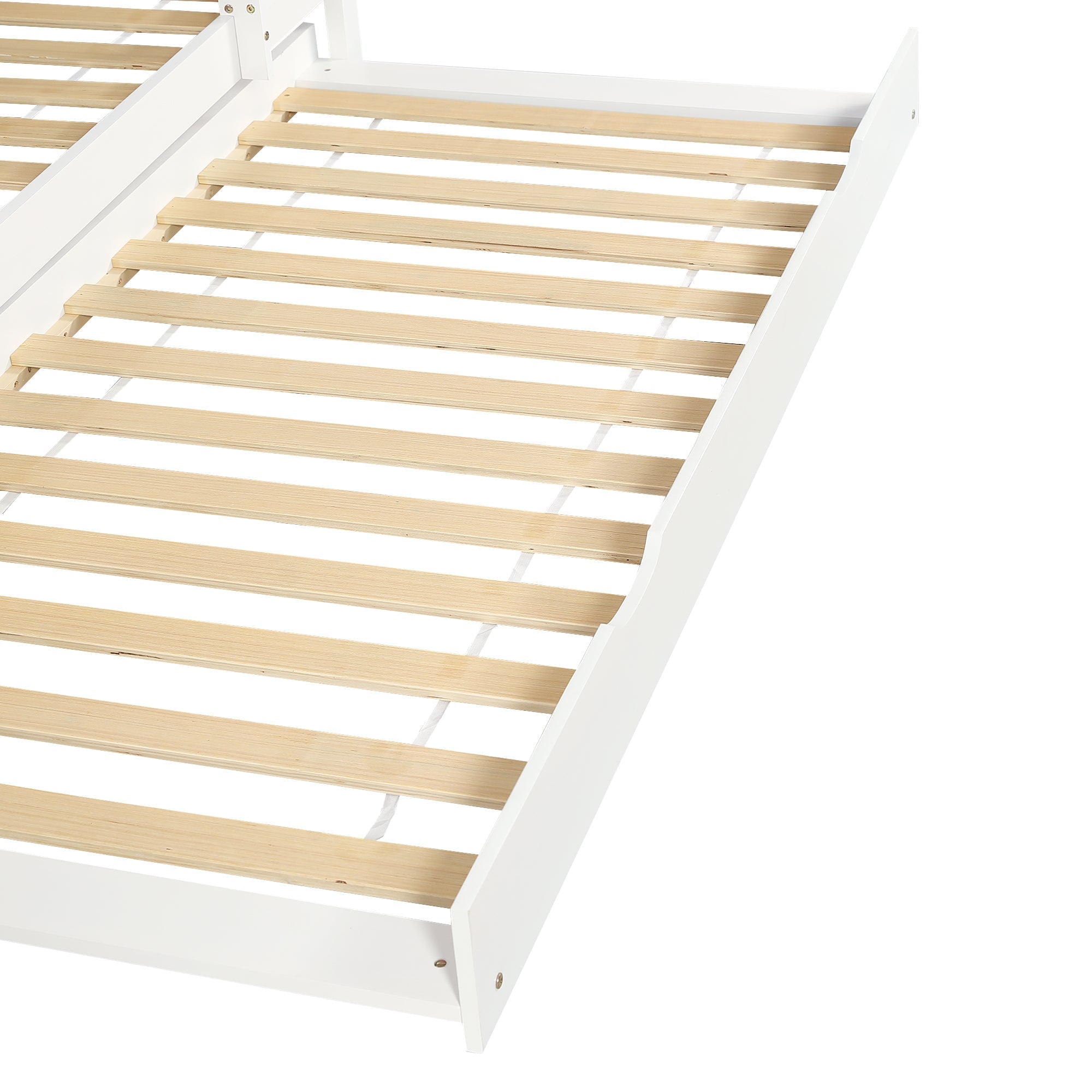 Logidon Kinderstapelbed 90x200cm Uitschuifbed op wielen Wit