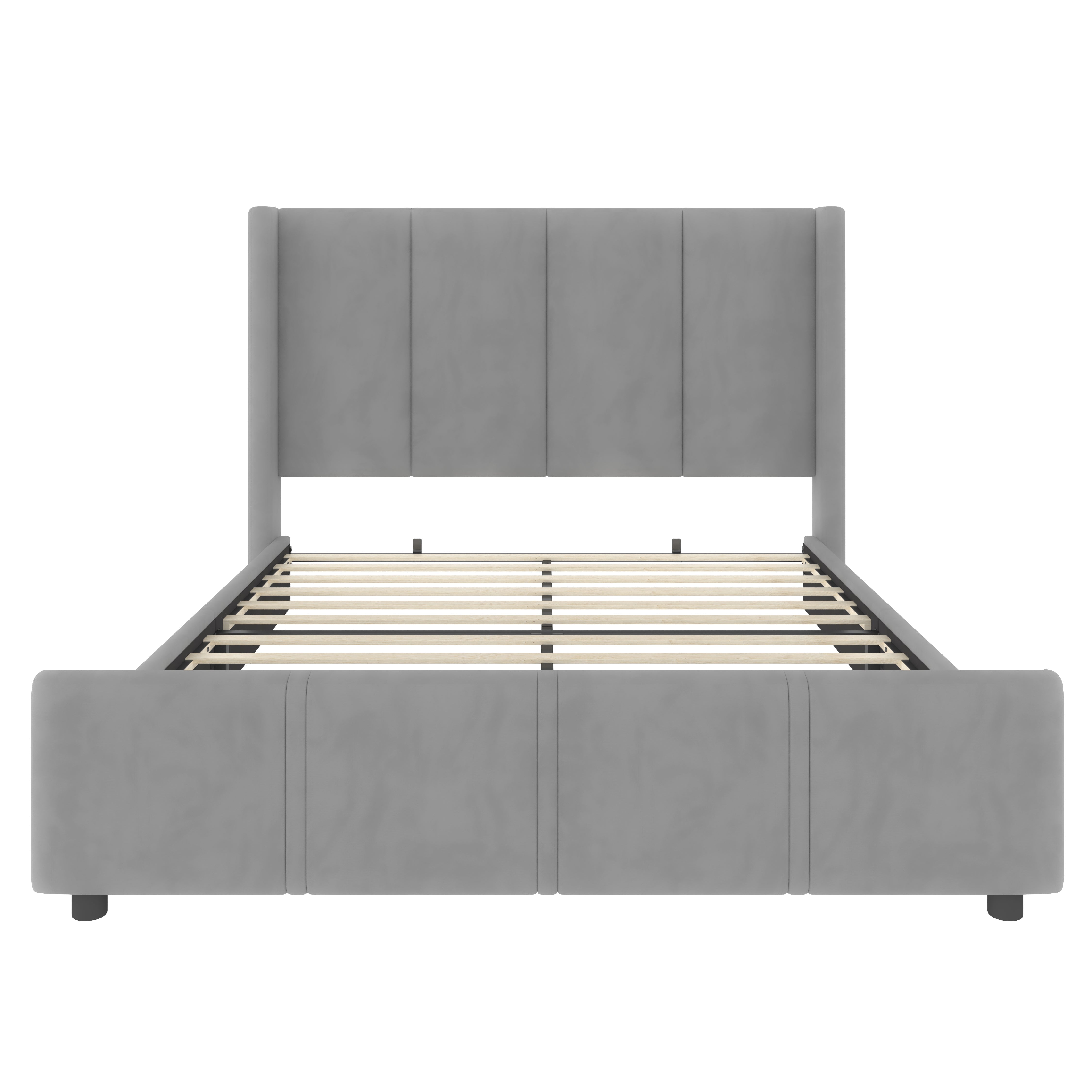 Logidon gestoffeerd bedframe 140x200 cm grijs met USB aansluiting
