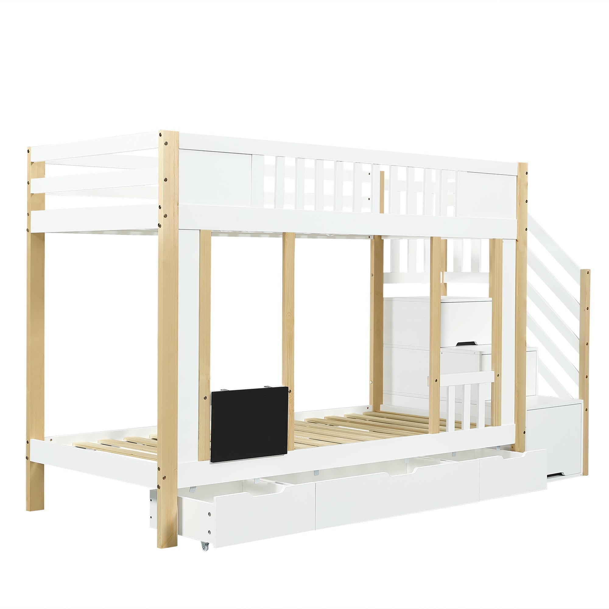 Logidon stapelbed kinderhoogslaper met trapkast opbergruimte 90x200