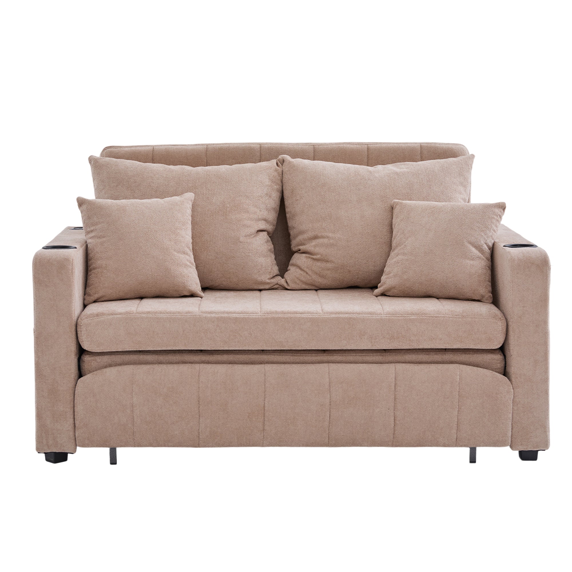 Logidon multifunctionele stoffen bank Khaki Velvet met USB-oplaadfunctie