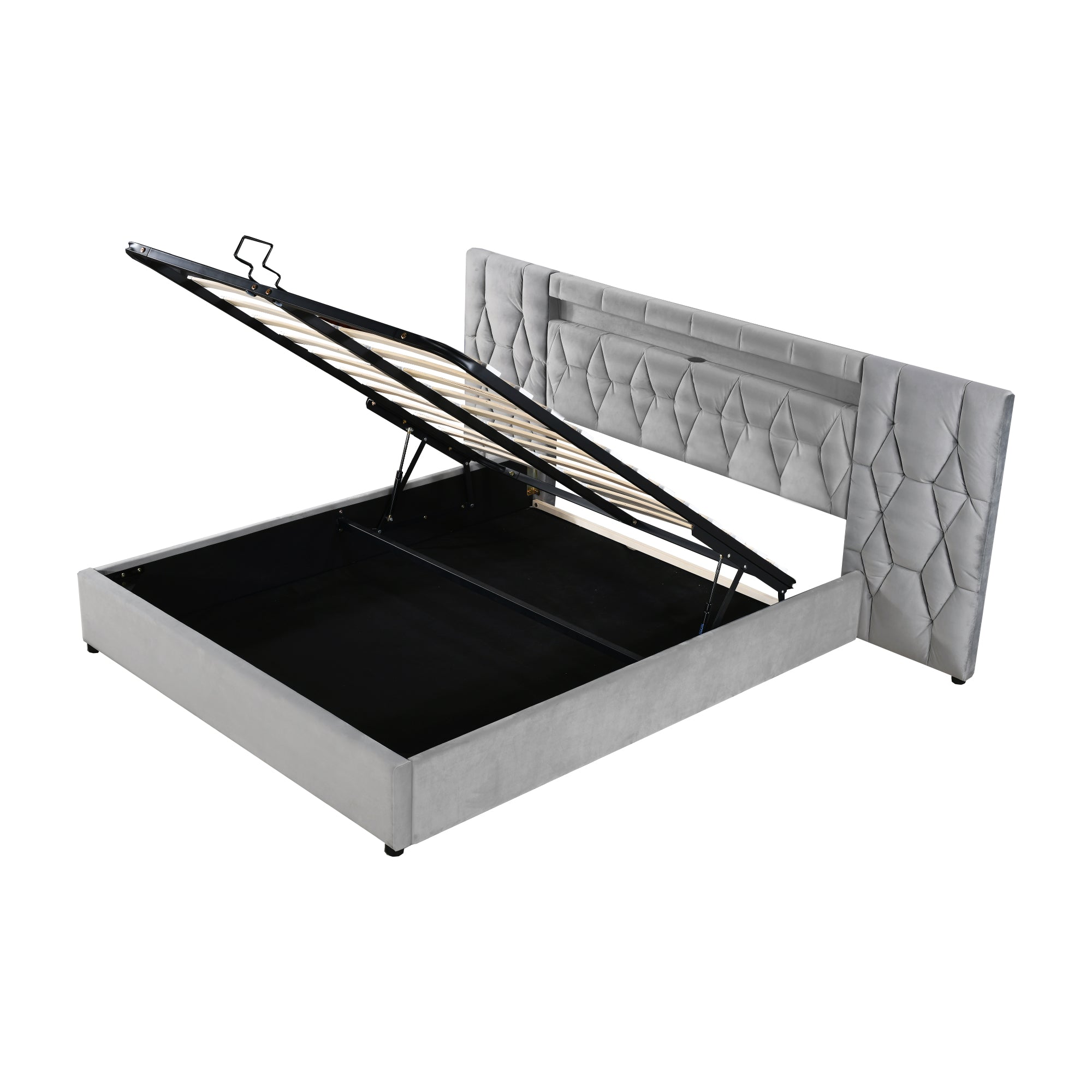 Logidon Elegant gestoffeerd bed 160x200 grijs met LED en USB opbergruimte