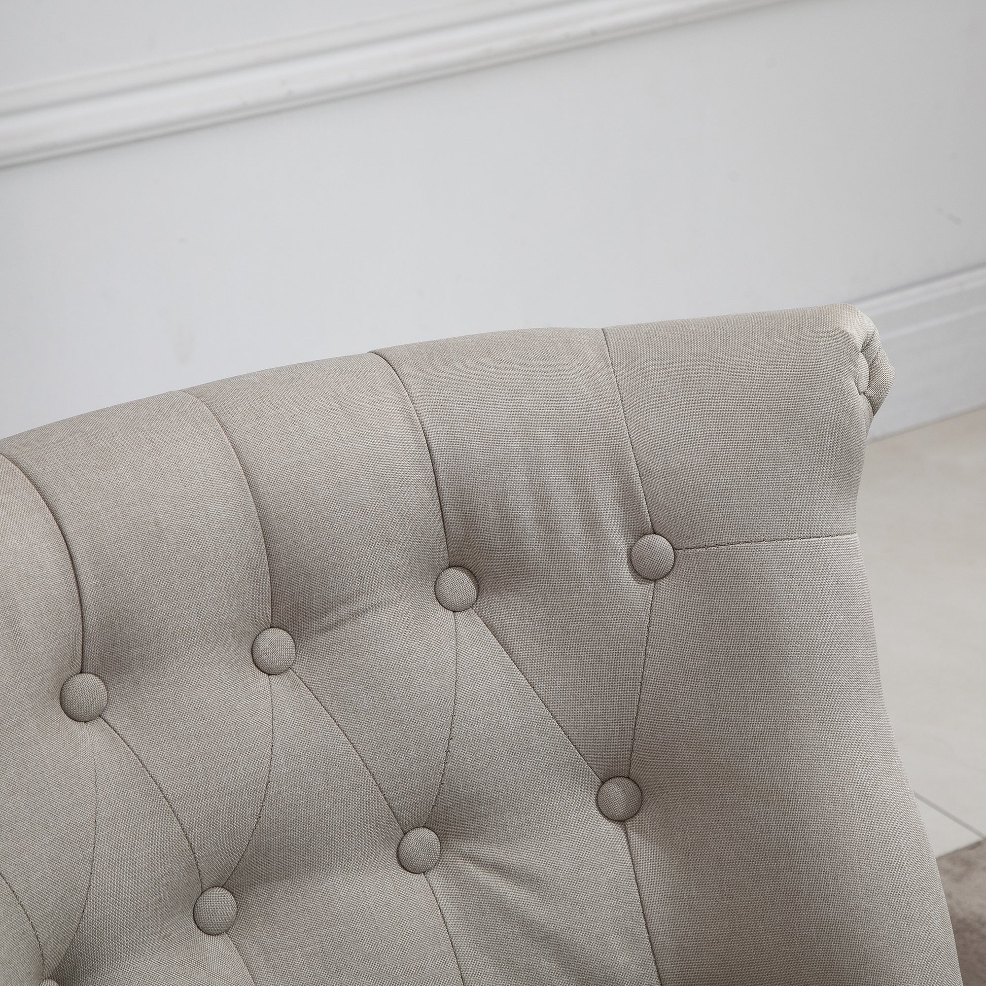 Logidon relaxstoel beige linnen hoes houten frame zwart 67x67x78 cm