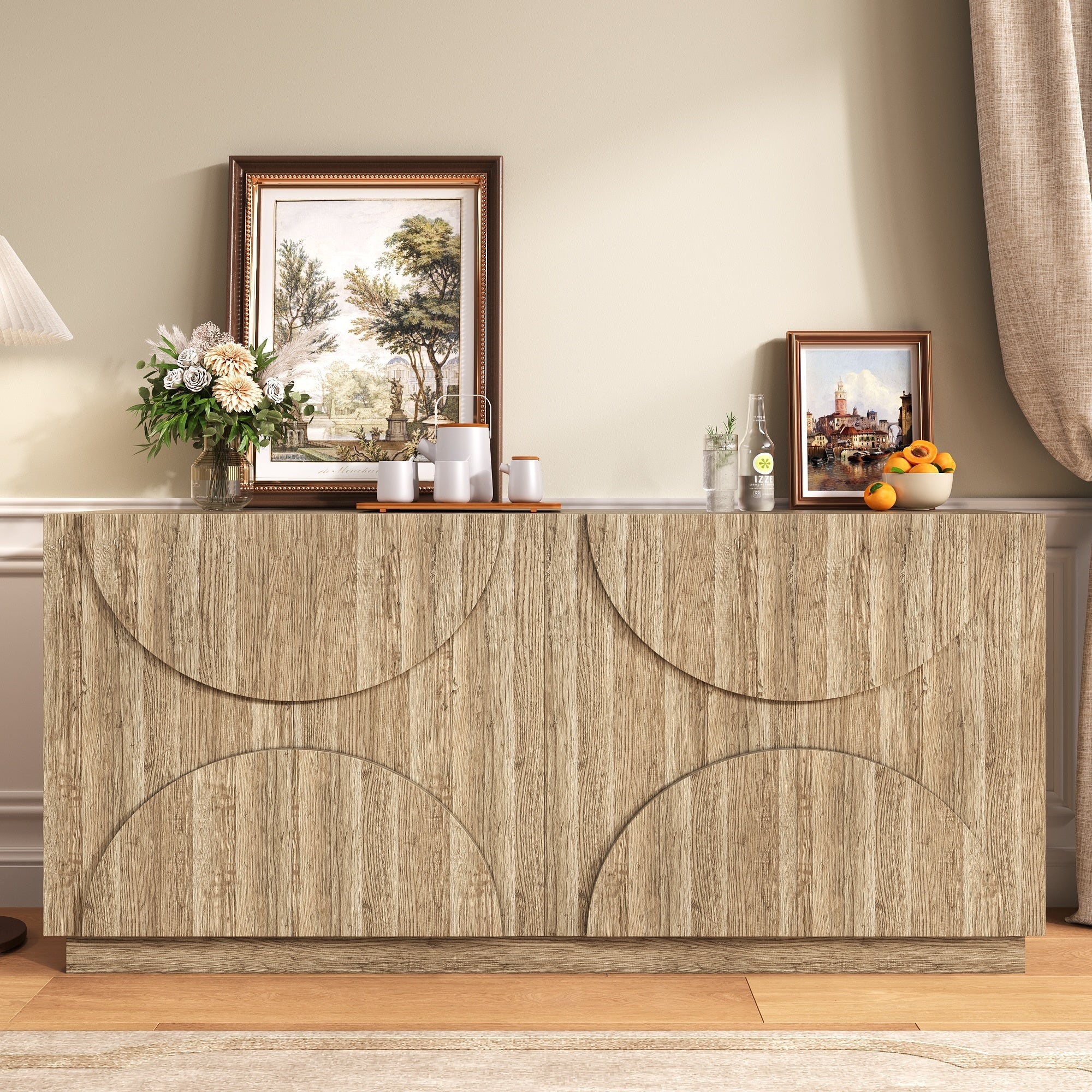 Logidon Dressoir 160x40x80 cm naturel hout met deuren en soft close
