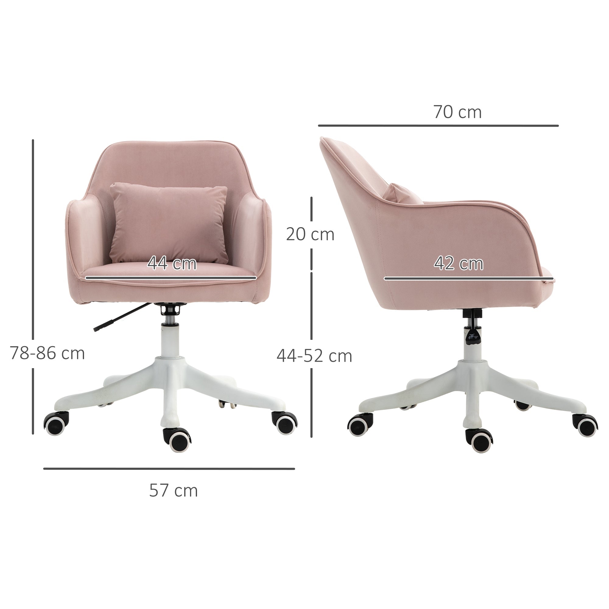 Logidon massagebureaustoel roze fluweel met trilfunctie