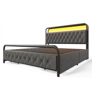 Logidon gestoffeerd bed 160x200 grijs USB-C oplaadfunctie LED-bediening