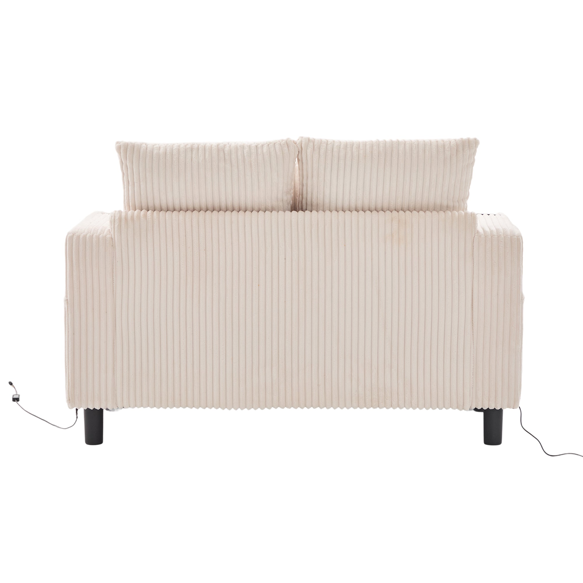 Logidon Chaise Longue Ligstoel Beige Fluweel Met USB LED-verlichting