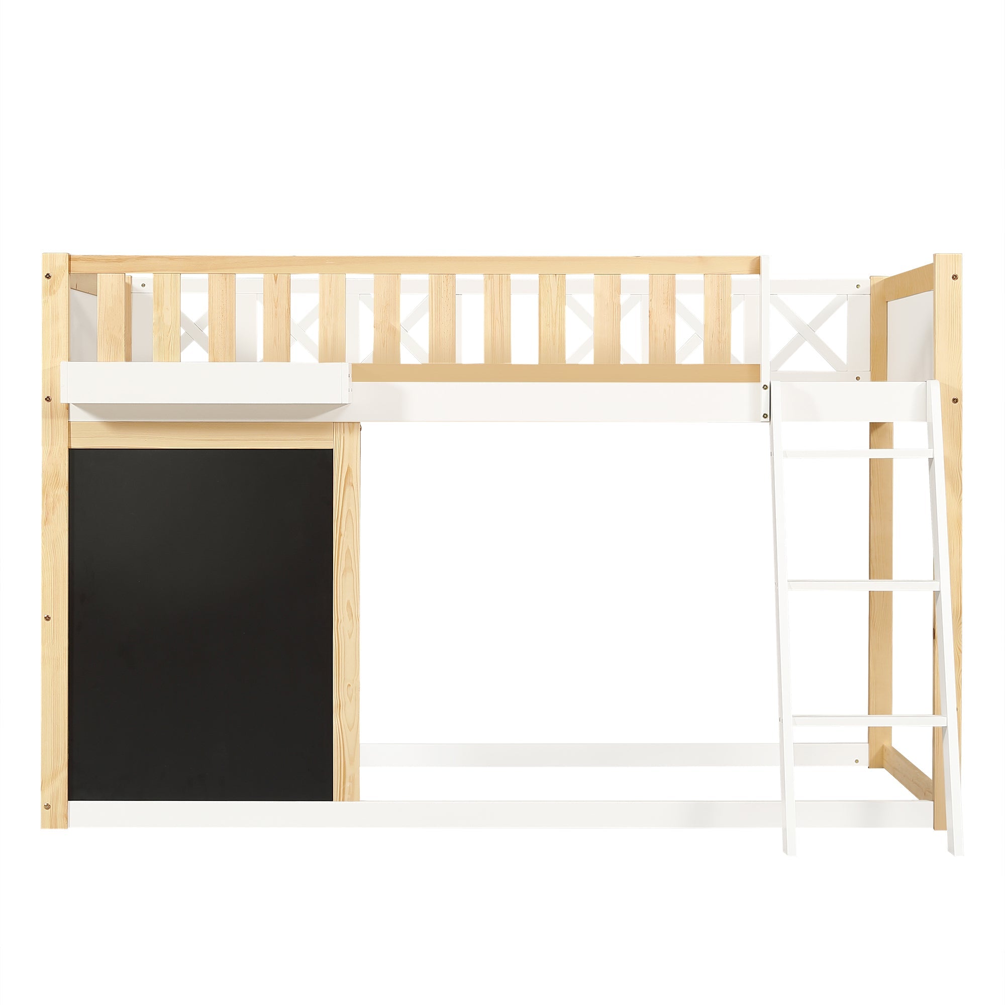 Logidon Kinderhoogslaper 90x200 met plankruimte en opbergruimte wit-naturel