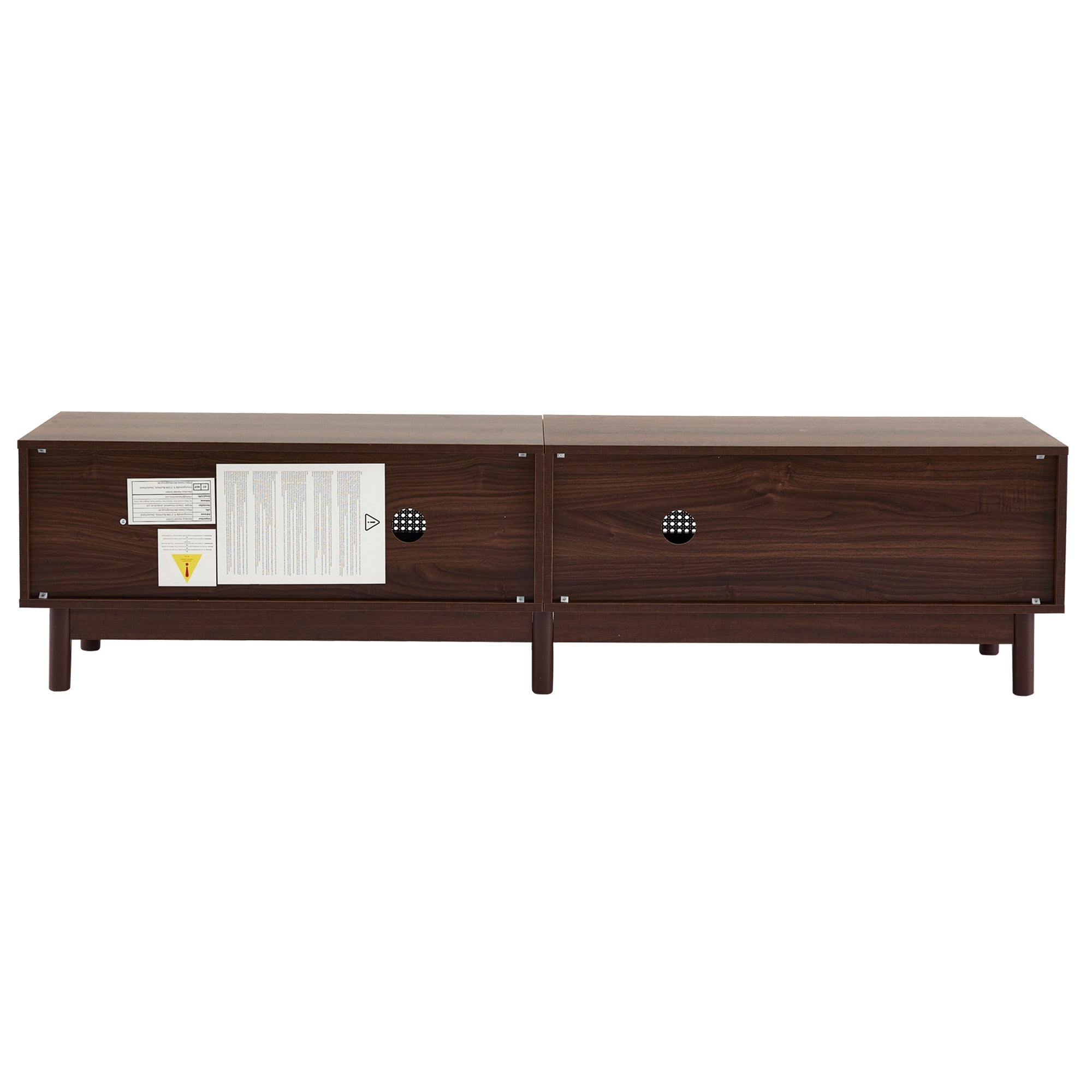 Logidon TV cabinet 180 cm dark wood look rattan doors cable management