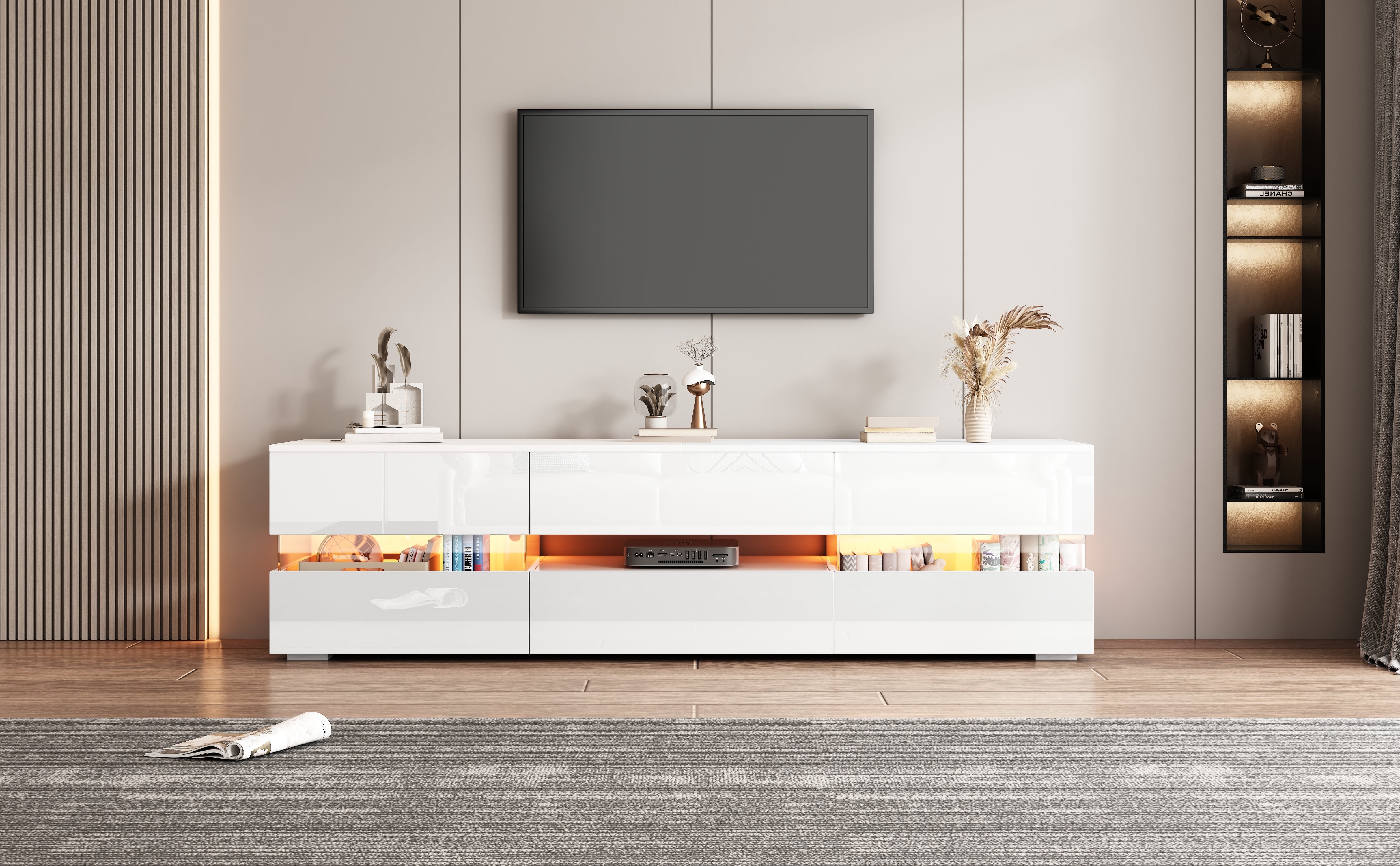 Logidon Wit hoogglans TV-meubel LED-verlichting 160x39x45 cm