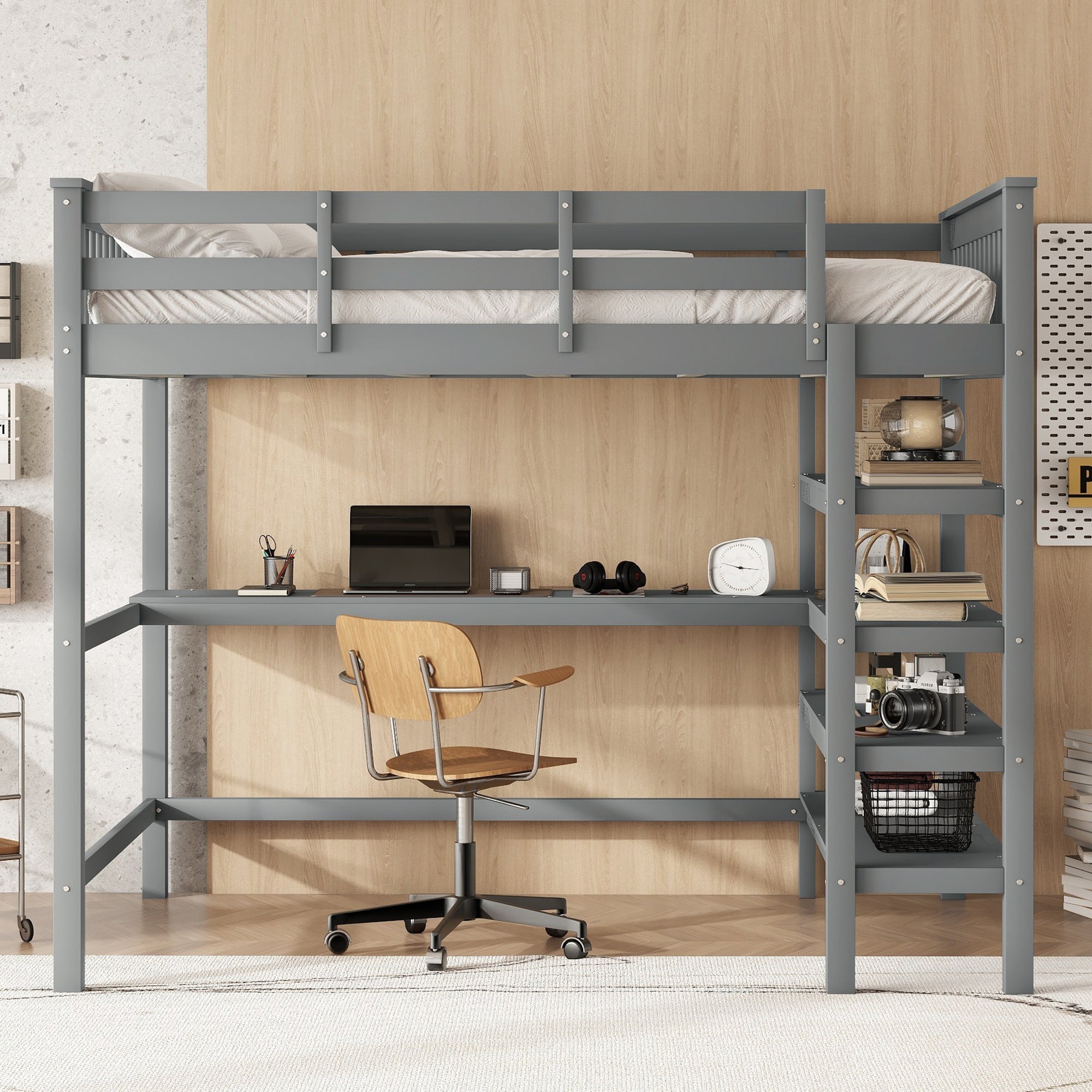 Logidon hoogslaper 140x200 met opbergvakken bureau grijs