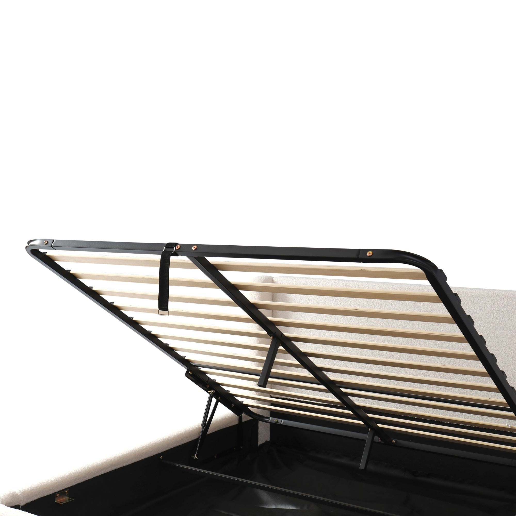 Logidon gestoffeerd bed tweepersoonsbed 160x200 beige bouclé met opbergruimte