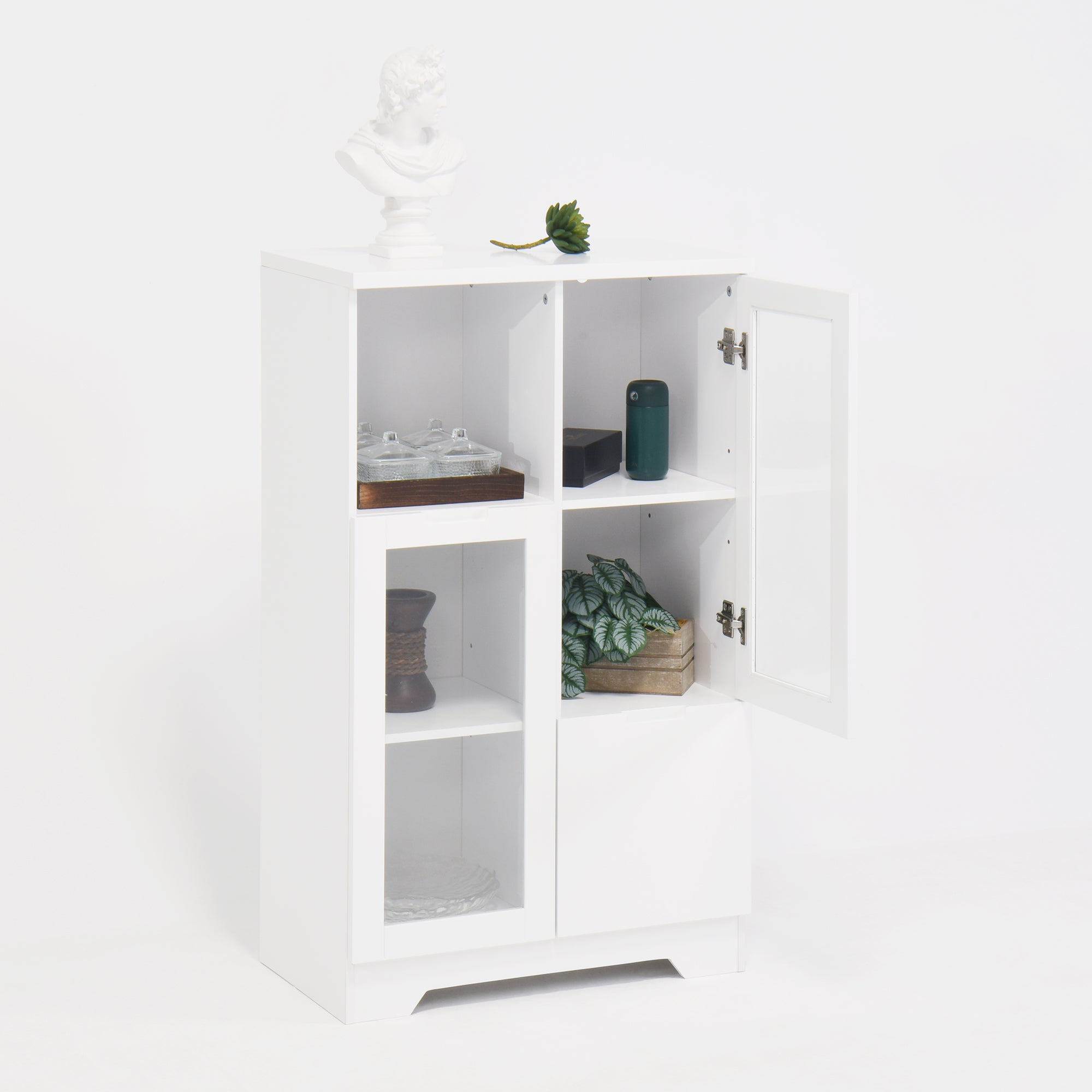 Logidon Witte MDF Kast Met Glazen Deurtjes En Lade 100cm