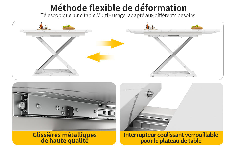 Logidon Uitschuifbare eettafel wit 118-157 cm met gekruiste poten