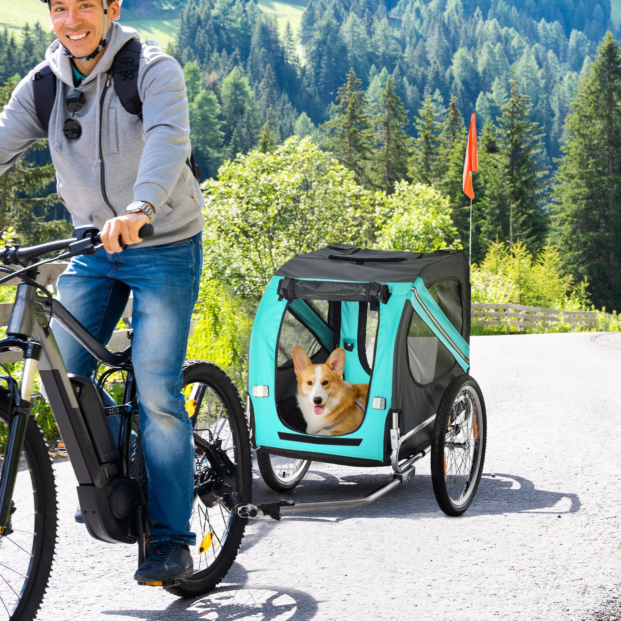 Logidon hondenkar fietskar groen 130x73x90 cm