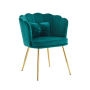 Logidon Modern Velvet Armchair Green With Gold Legs