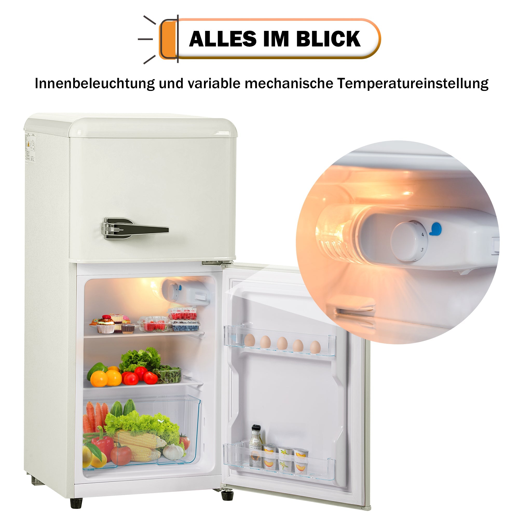 Logidon Retro Koel-vriescombinatie Tweedeurs Crème Wit