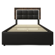 Logidon bed frame LED lighting strip 4 drawers 90x200 black