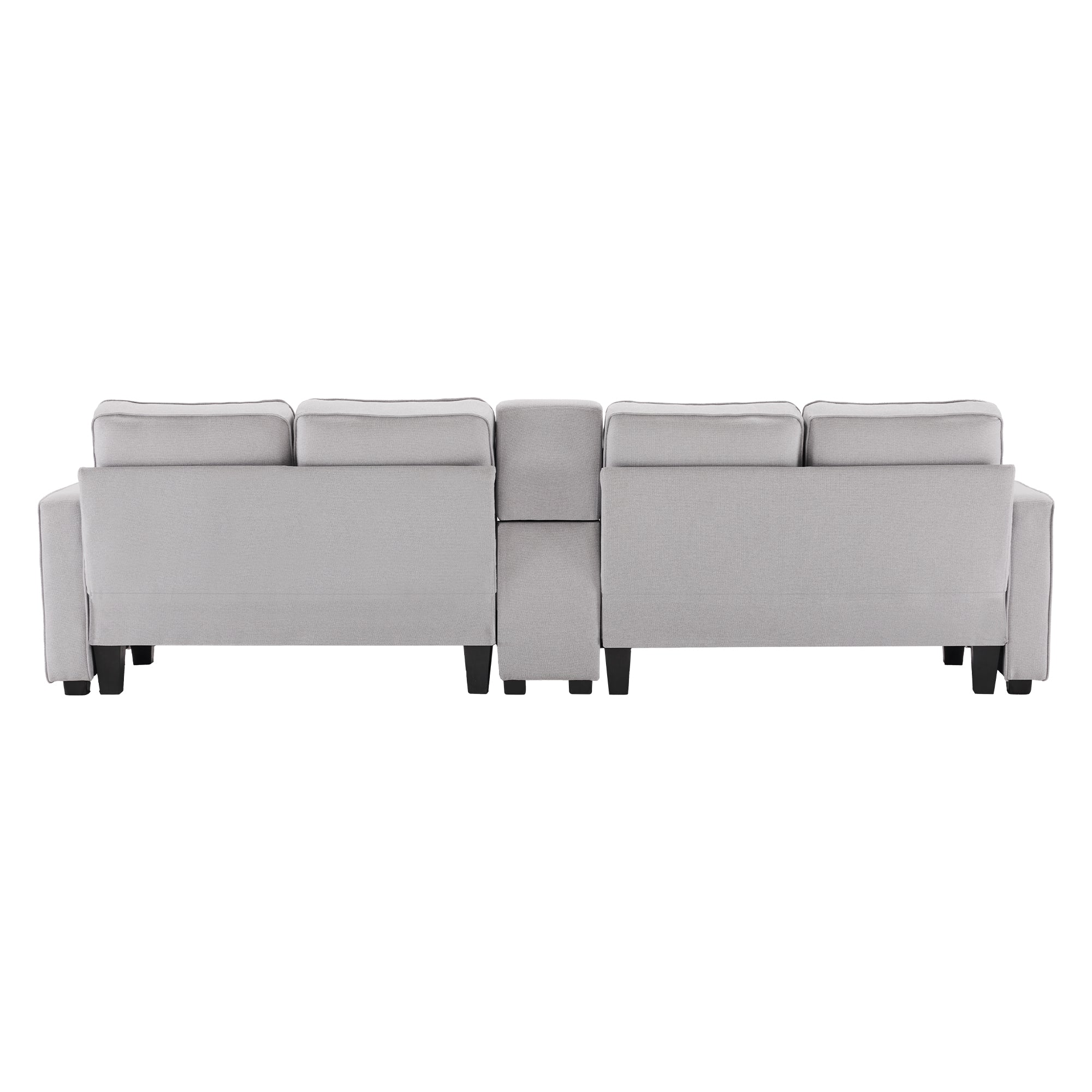 Logidon 4-zitsbank grijs met USB-oplaadpoorten bekerhouder