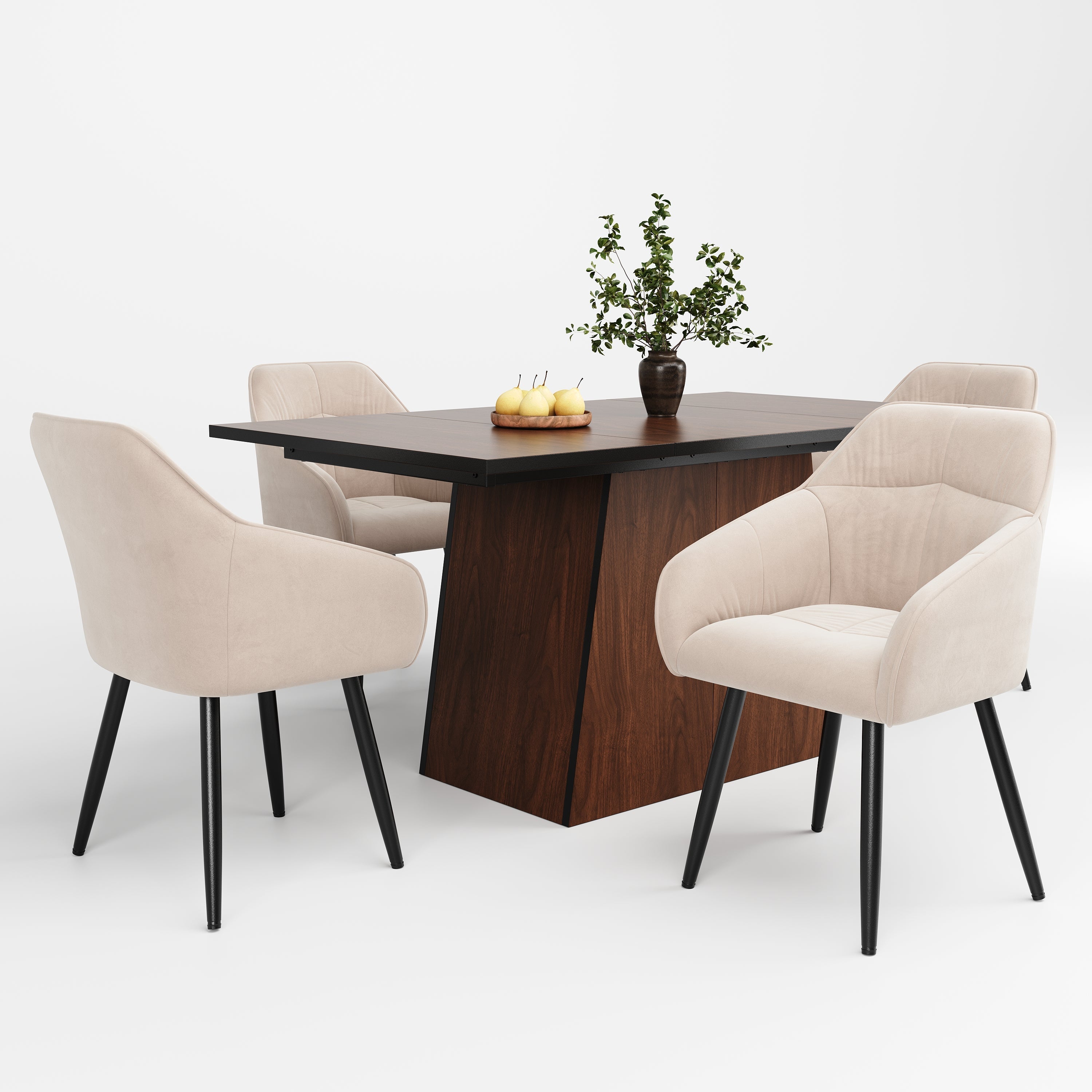 Logidon eettafelset 5-delig 138x80 cm beige stoelen houtnerf