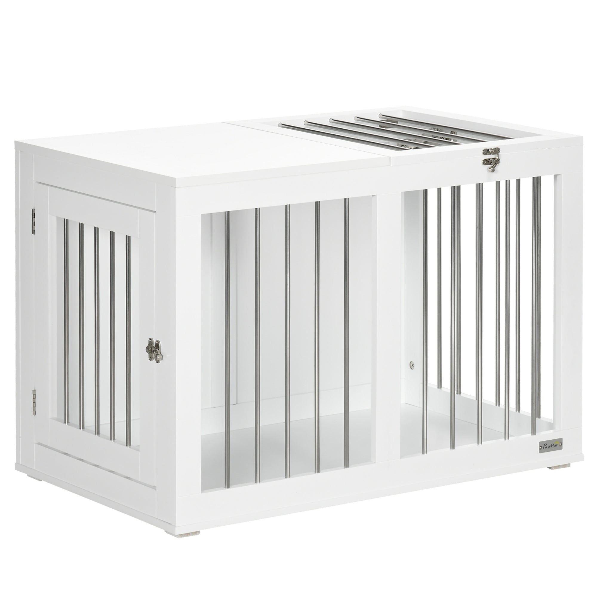 Logidon Hondenkooi Wit 80x50x56,5 cm met deuren en transport