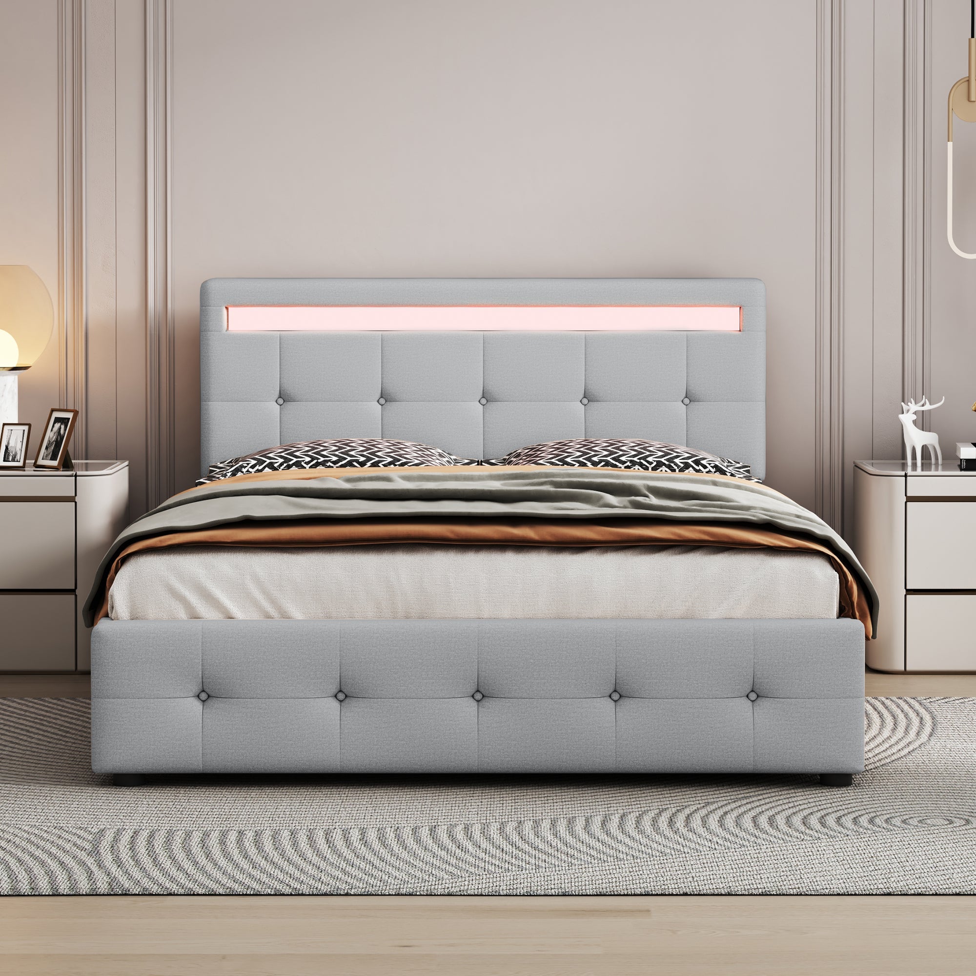 Logidon gestoffeerd bed 140x200 cm met LED hoofdbord en bedkast