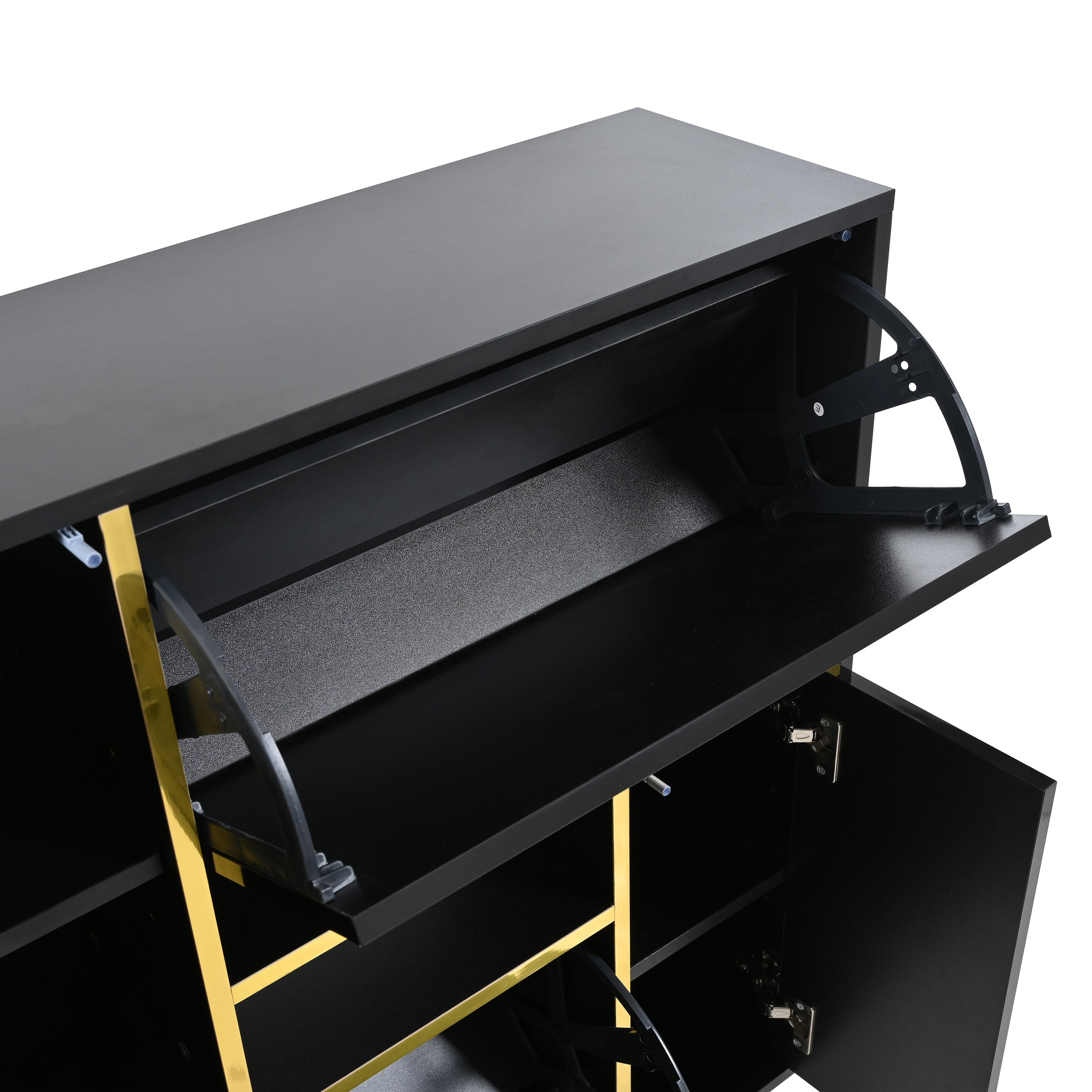 Logidon Moderne Schoenenkast Zwart Hoogglans LED 80x25x96 cm