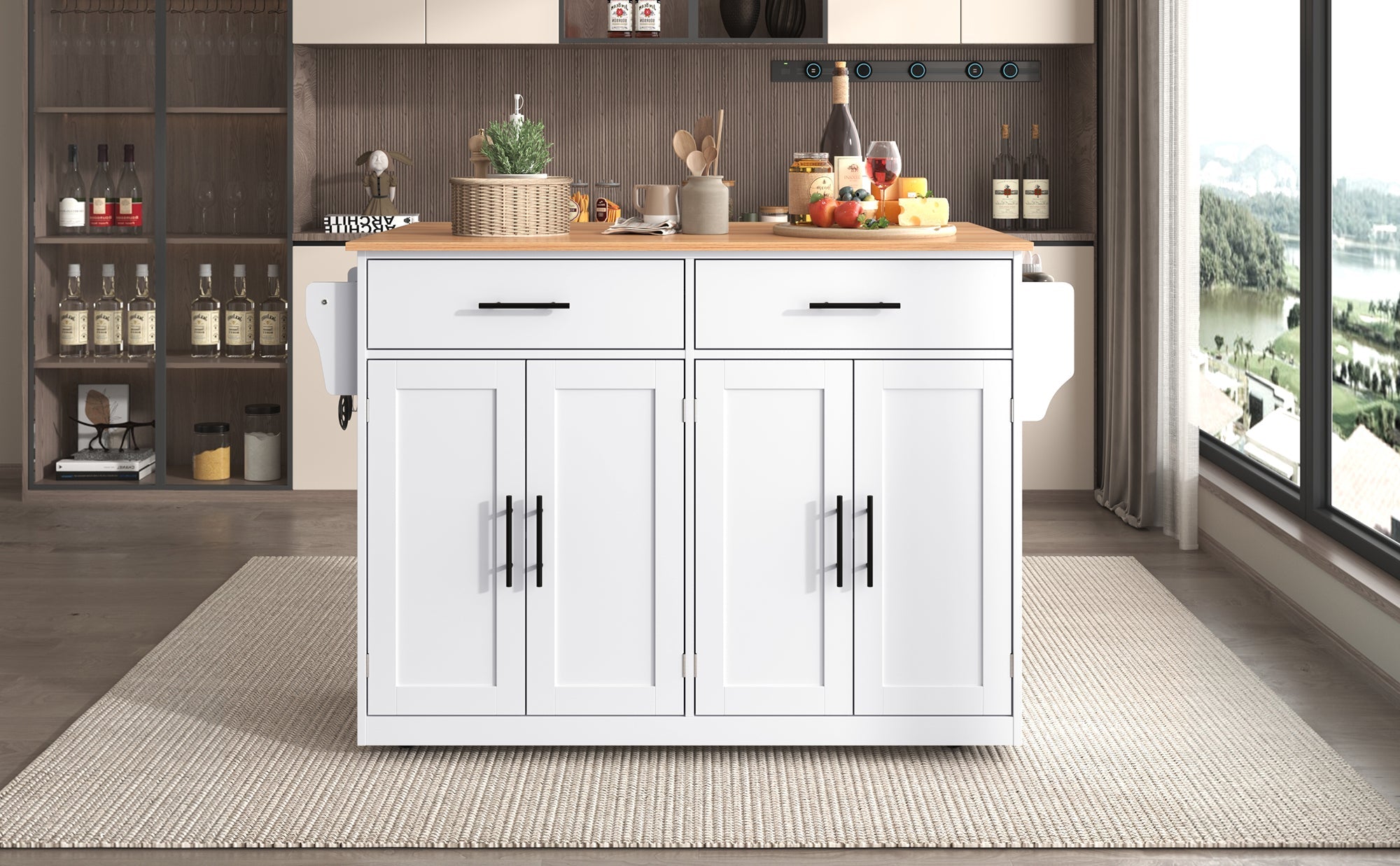Logidon serving trolley with folding table top white 120x71x91 cm