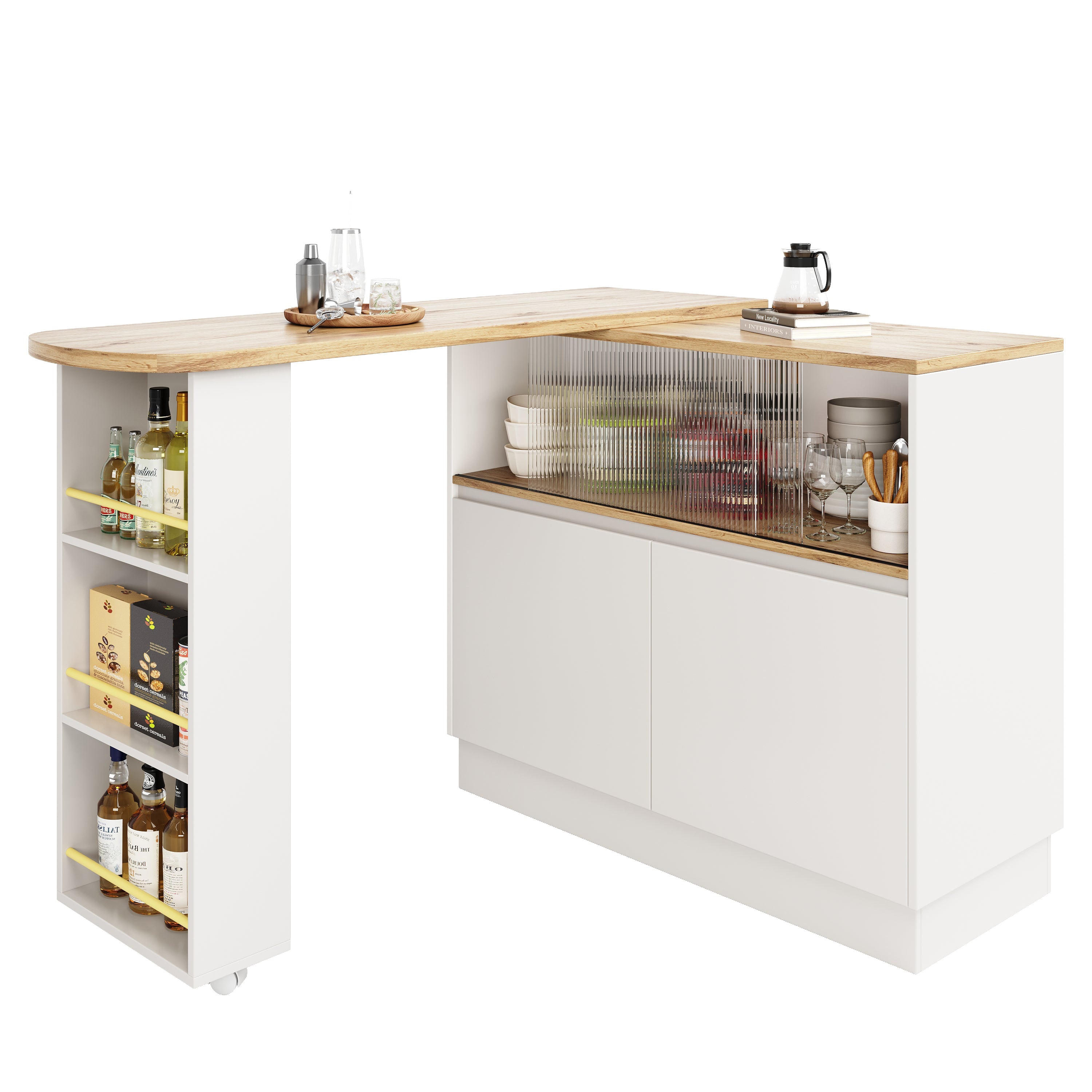 Logidon 360° draaibaar dressoir wit 90×45×100 cm glazen schuifdeur