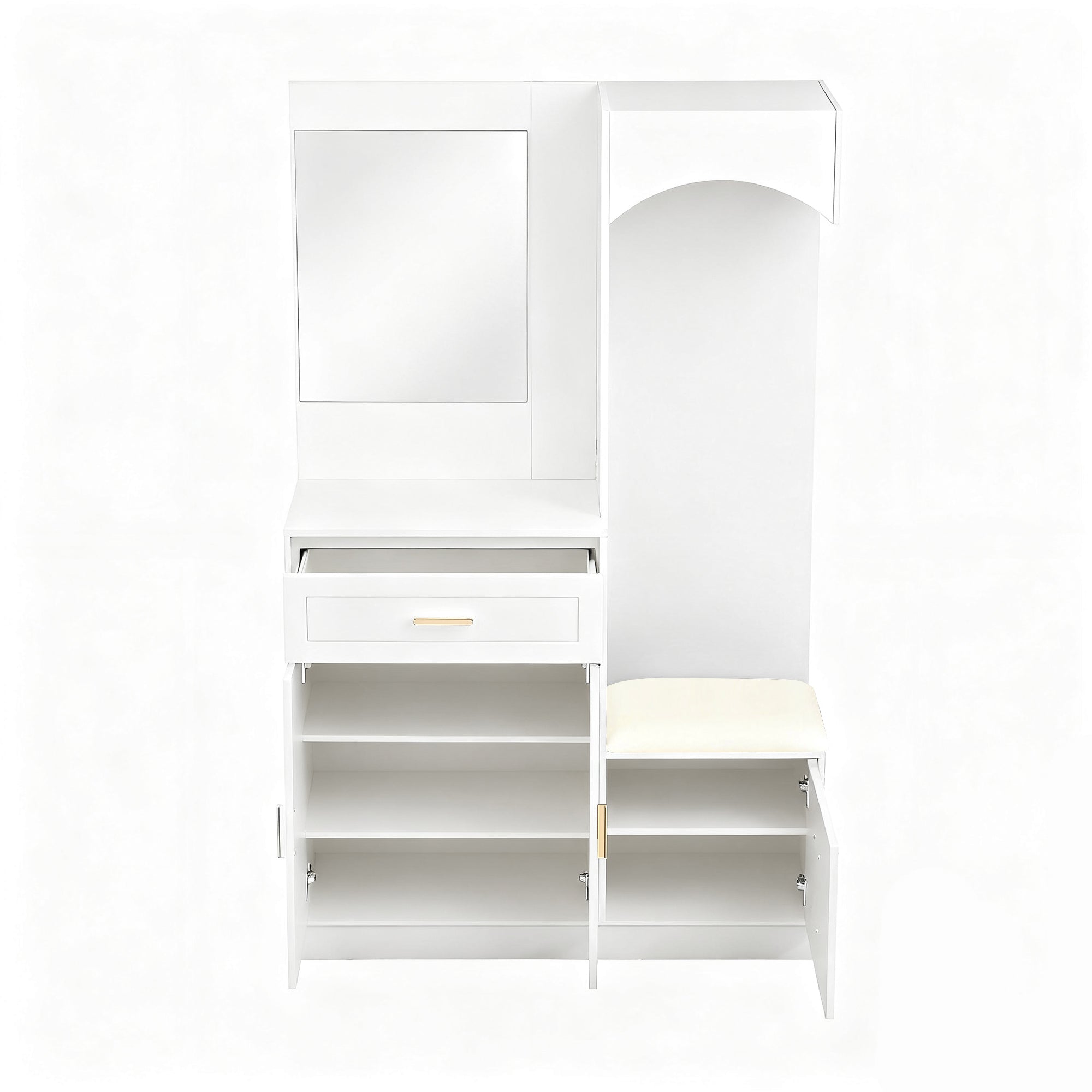 Logidon Moderne Kledingkastcombinatie Met Spiegel Wit 110x33x185 cm