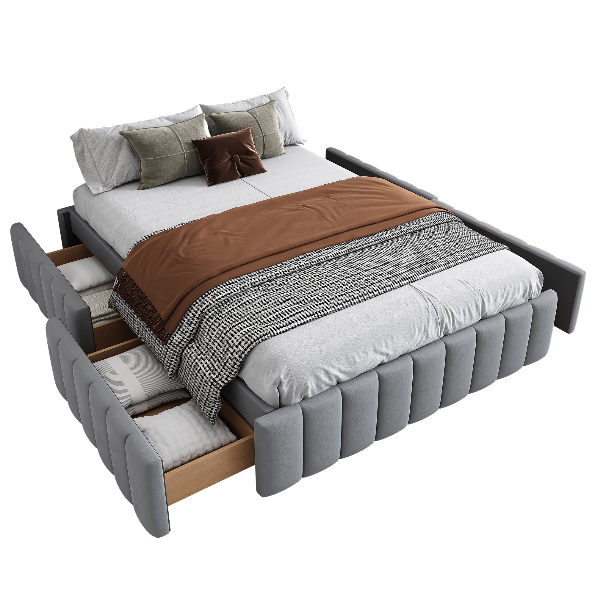 Logidon gestoffeerd bed 140 x 200 cm grijs met lattenbodem designbed