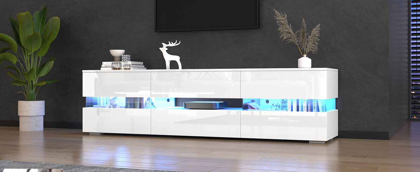 Logidon Wit hoogglans TV-meubel LED-verlichting 160x39x45 cm