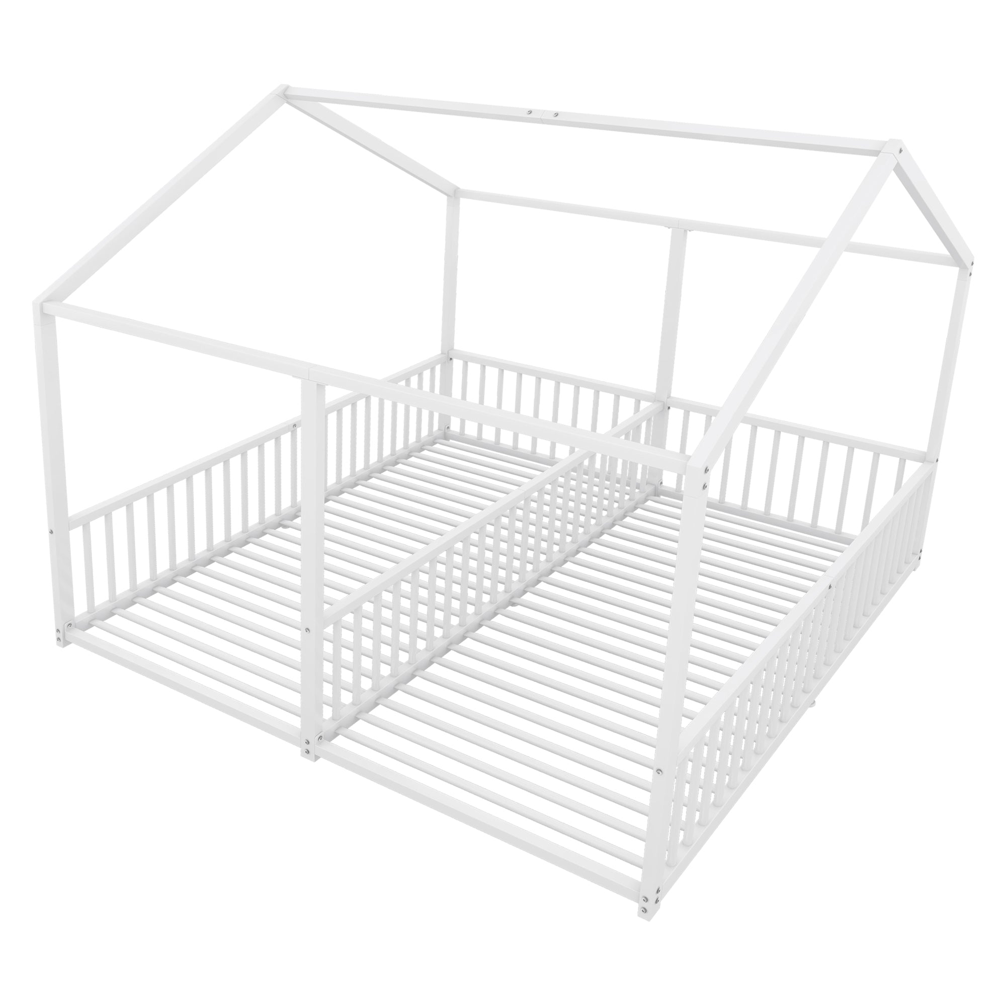 Logidon metalen bed kinderbed 90x200 cm huisvorm wit